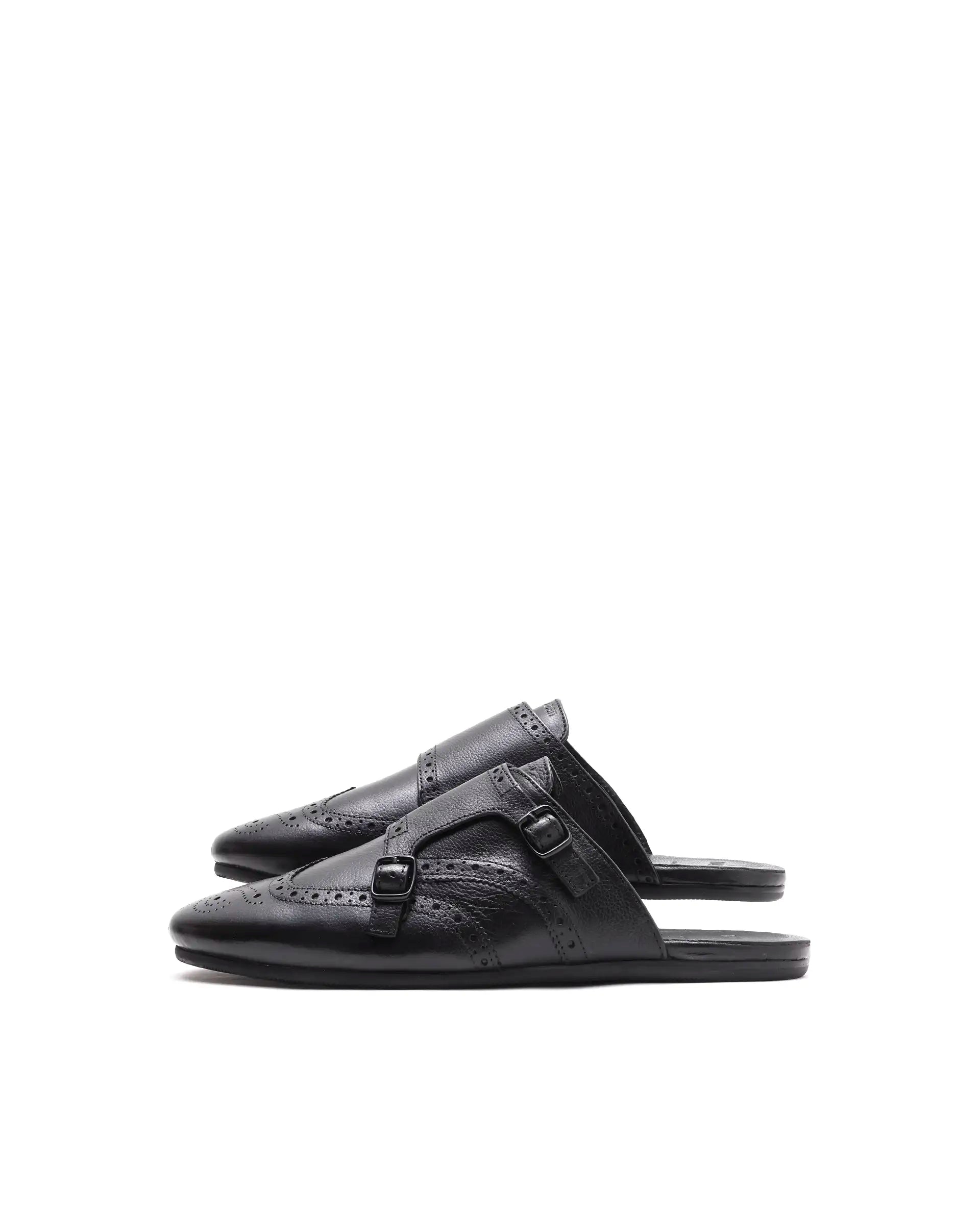 Rare Rabbit Men's Dmonk Black Leather Mule