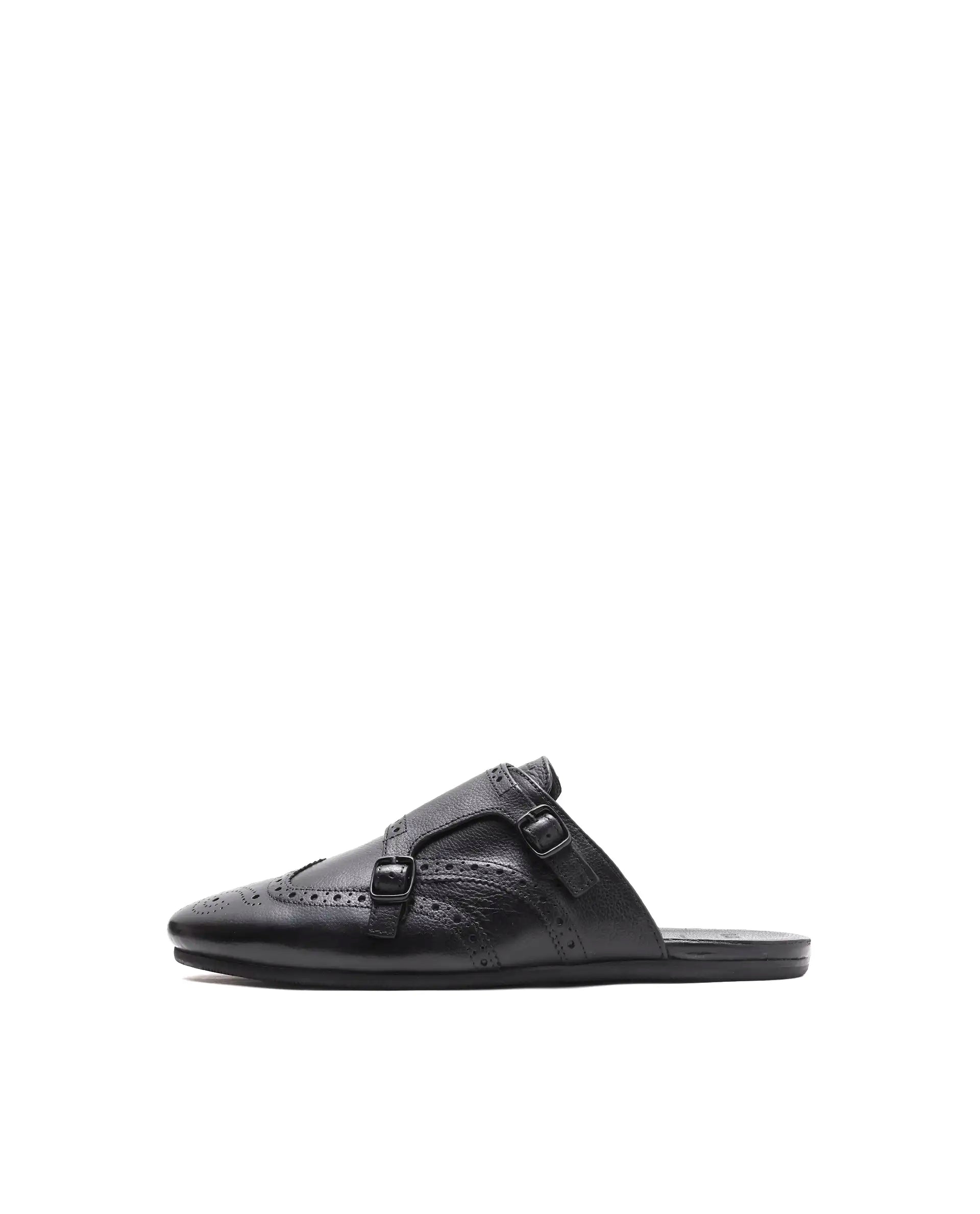 Rare Rabbit Men's Dmonk Black Leather Mule