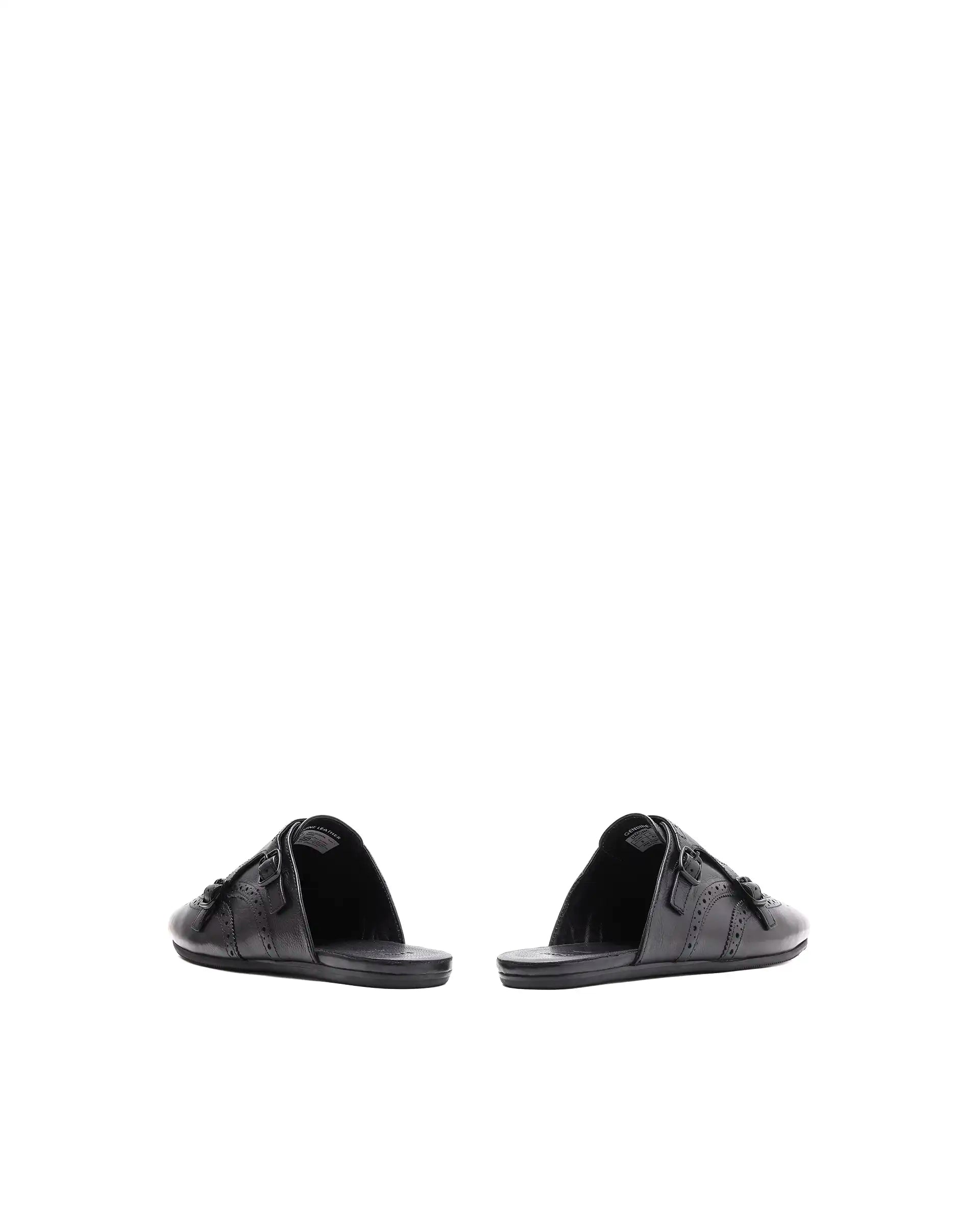 Rare Rabbit Men's Dmonk Black Leather Mule