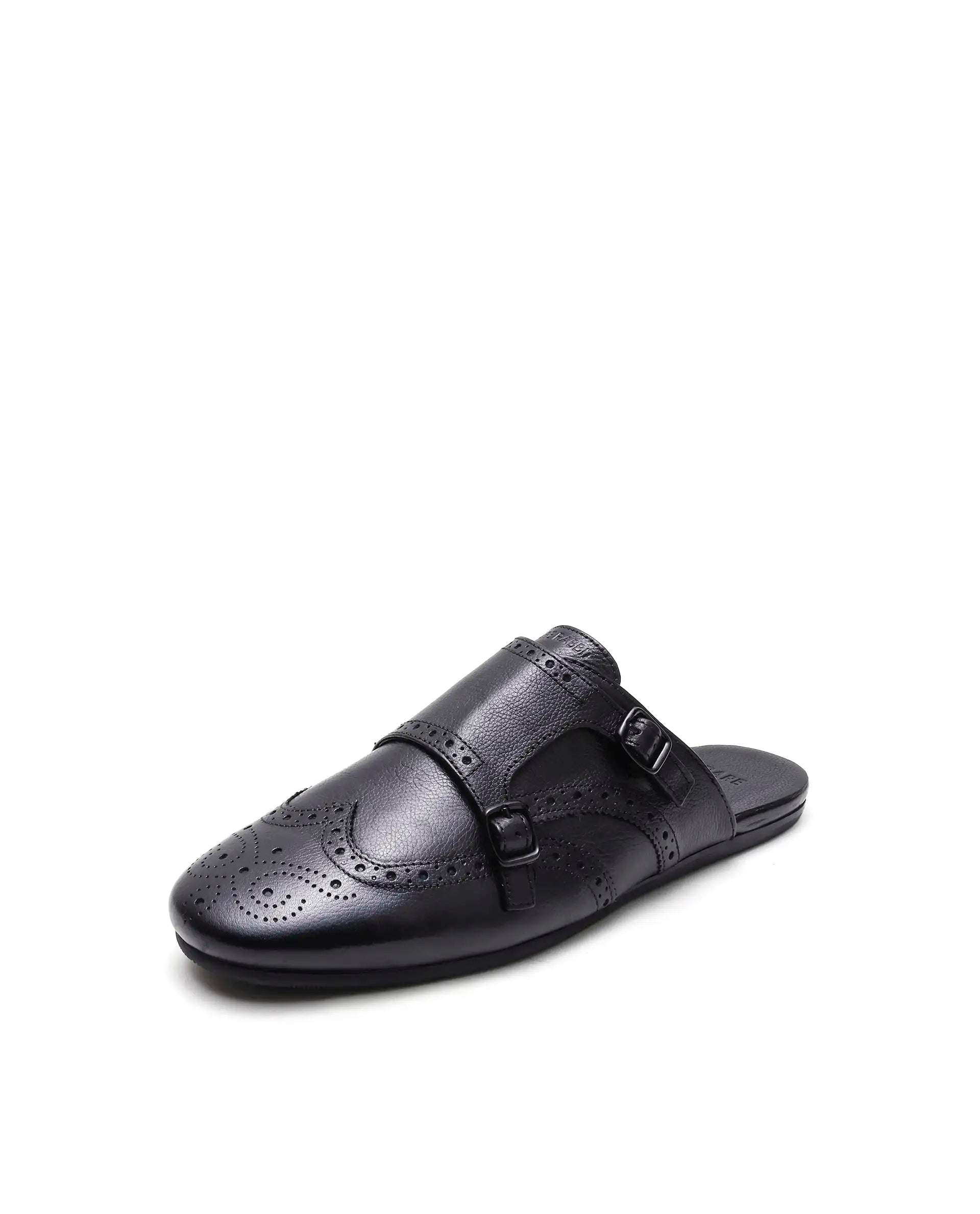 Rare Rabbit Men's Dmonk Black Leather Mule
