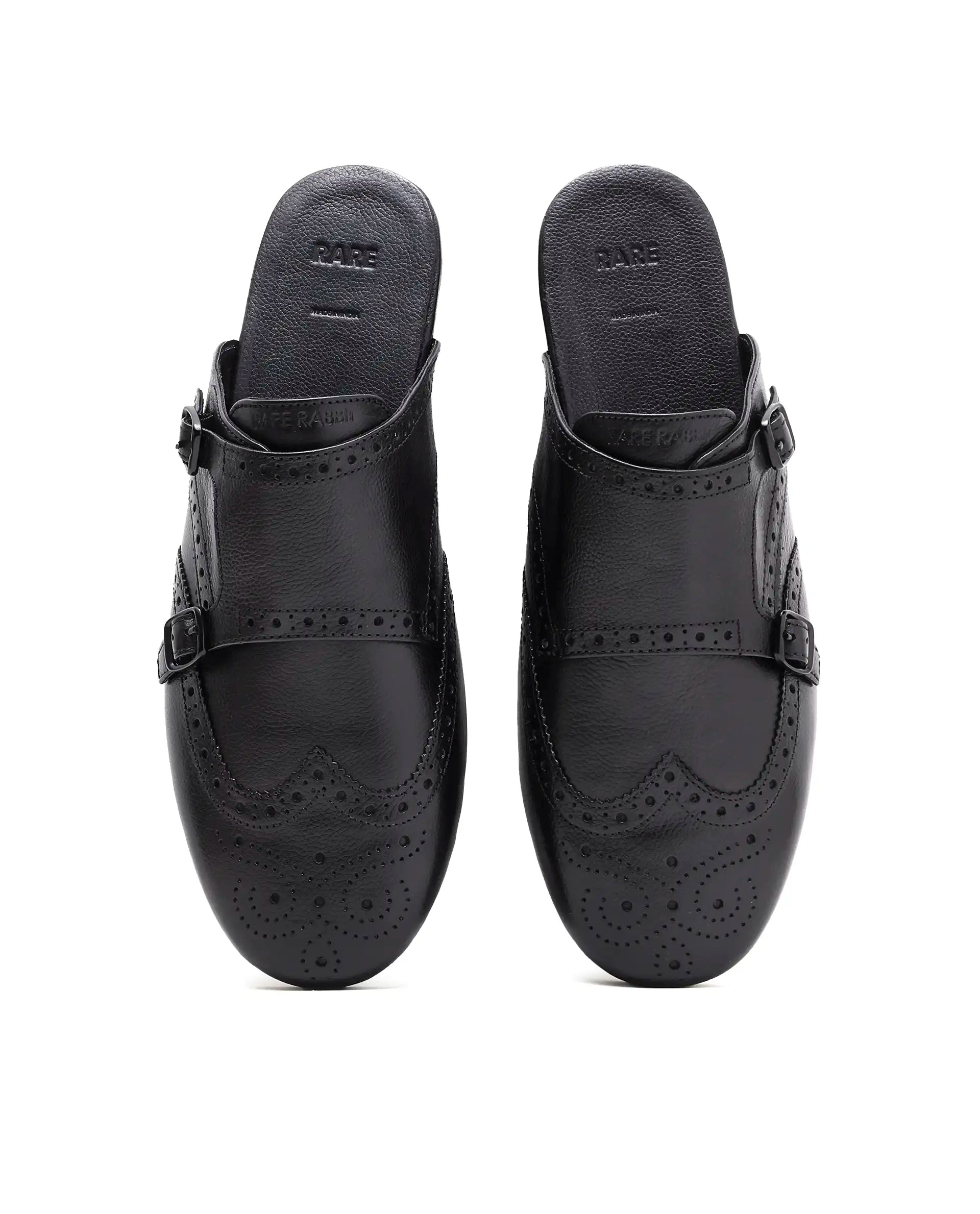 Rare Rabbit Men's Dmonk Black Leather Mule