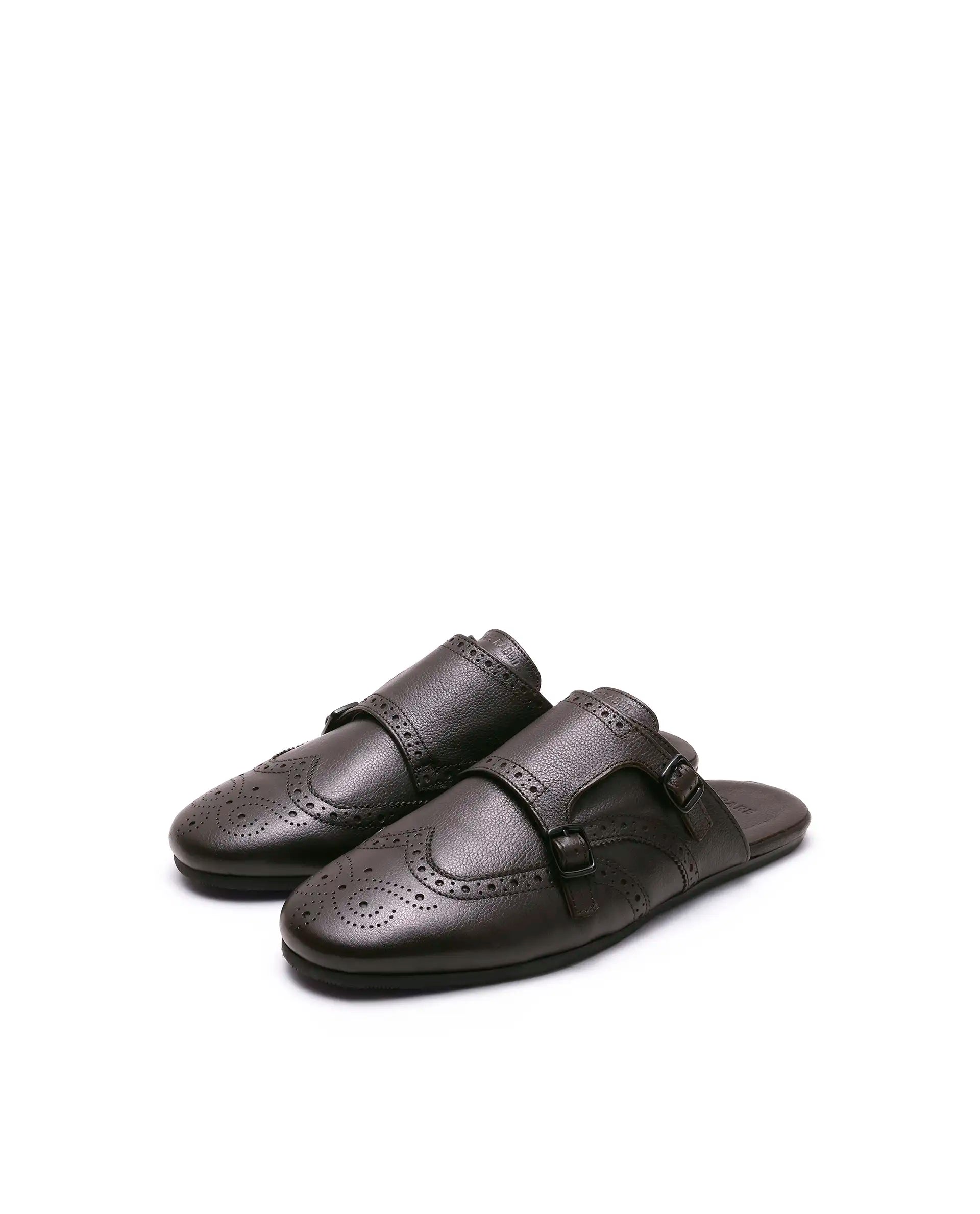 Rare Rabbit Men's Dmonk Dark Brown Leather Mule