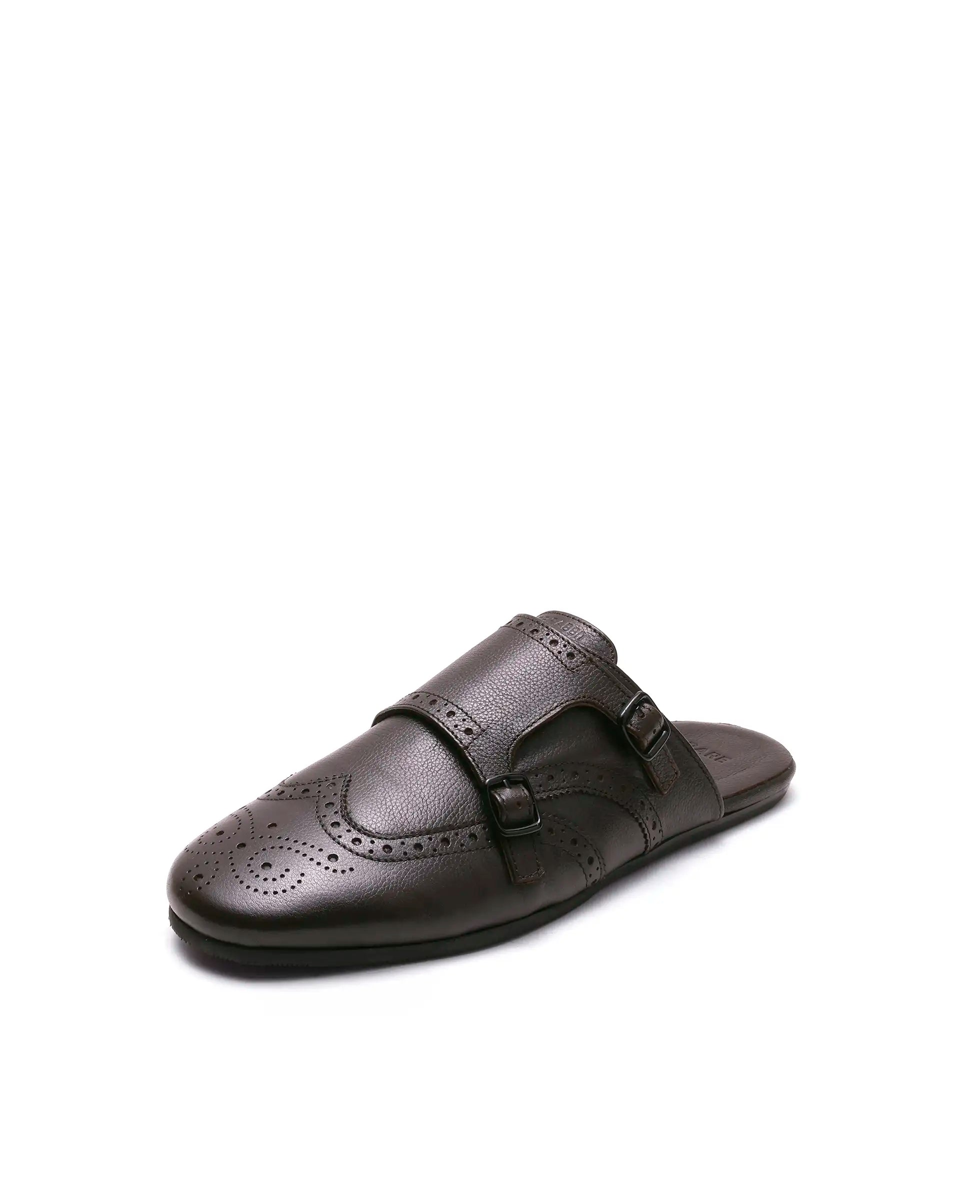 Rare Rabbit Men's Dmonk Dark Brown Leather Mule