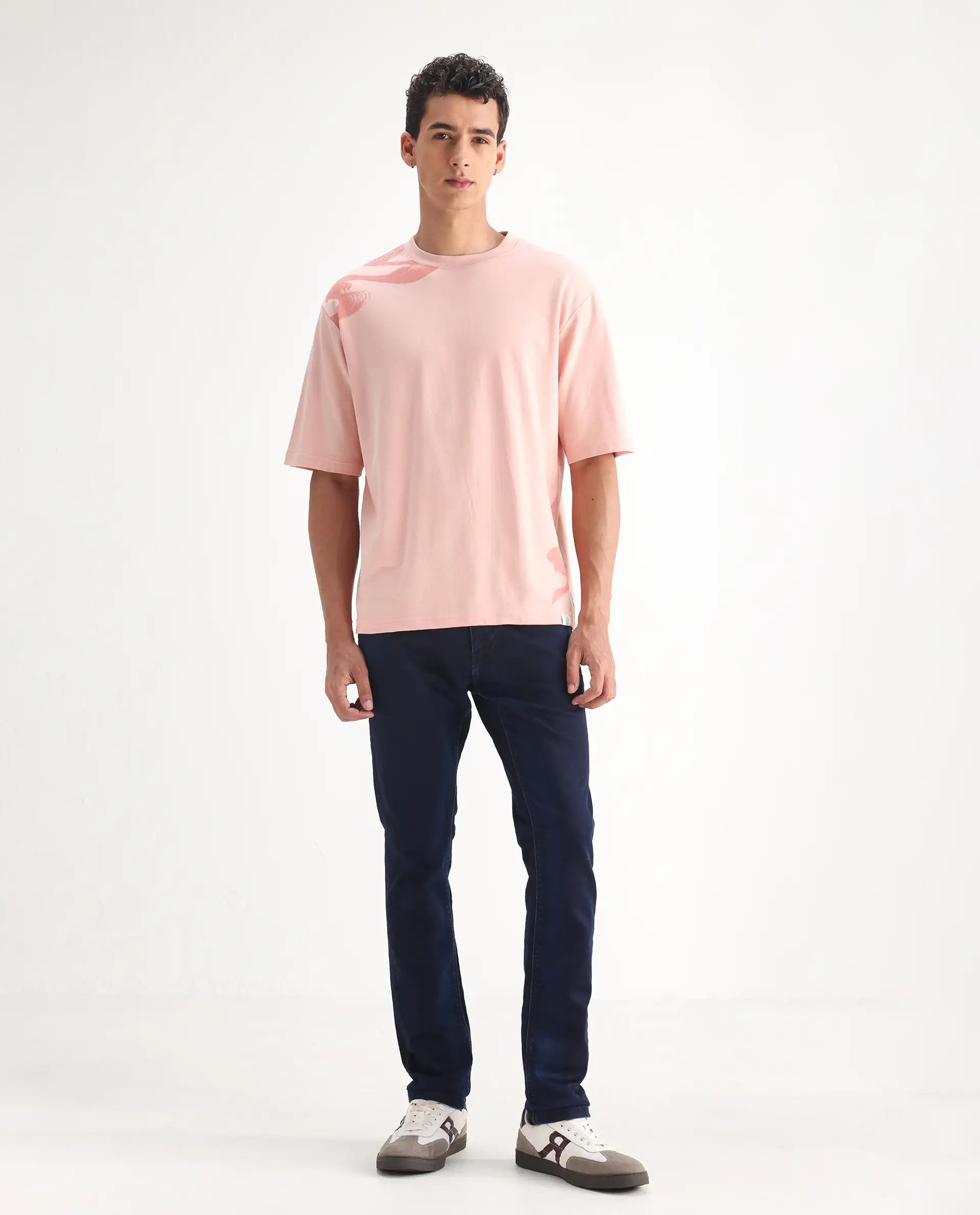 Rare Rabbit Men's Dobe Dark Blue Cotton Plain Hawk Slim Fit Jeans