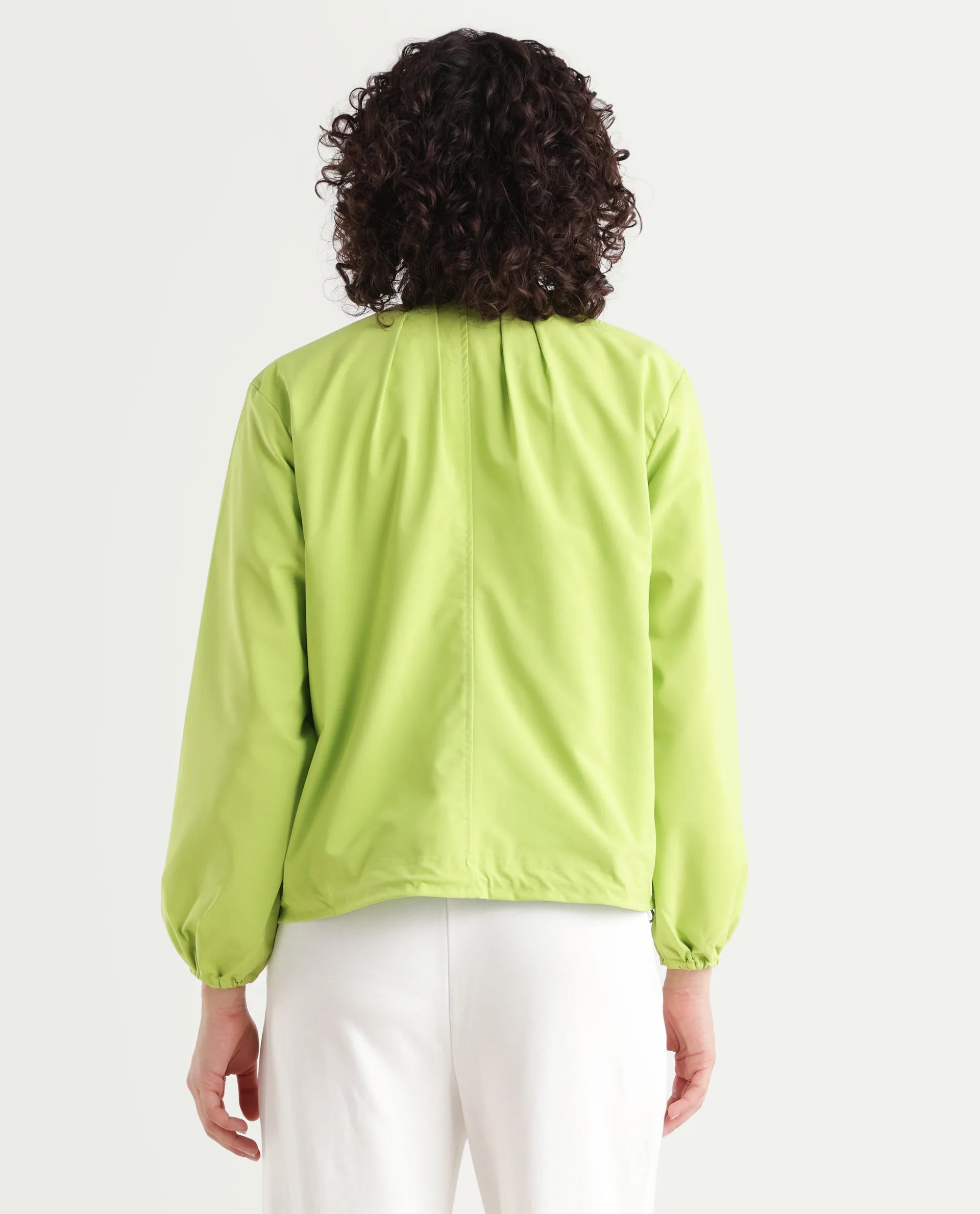 Rareism Women's Dockly Green Round Neck Plain Regular Fit Jacket