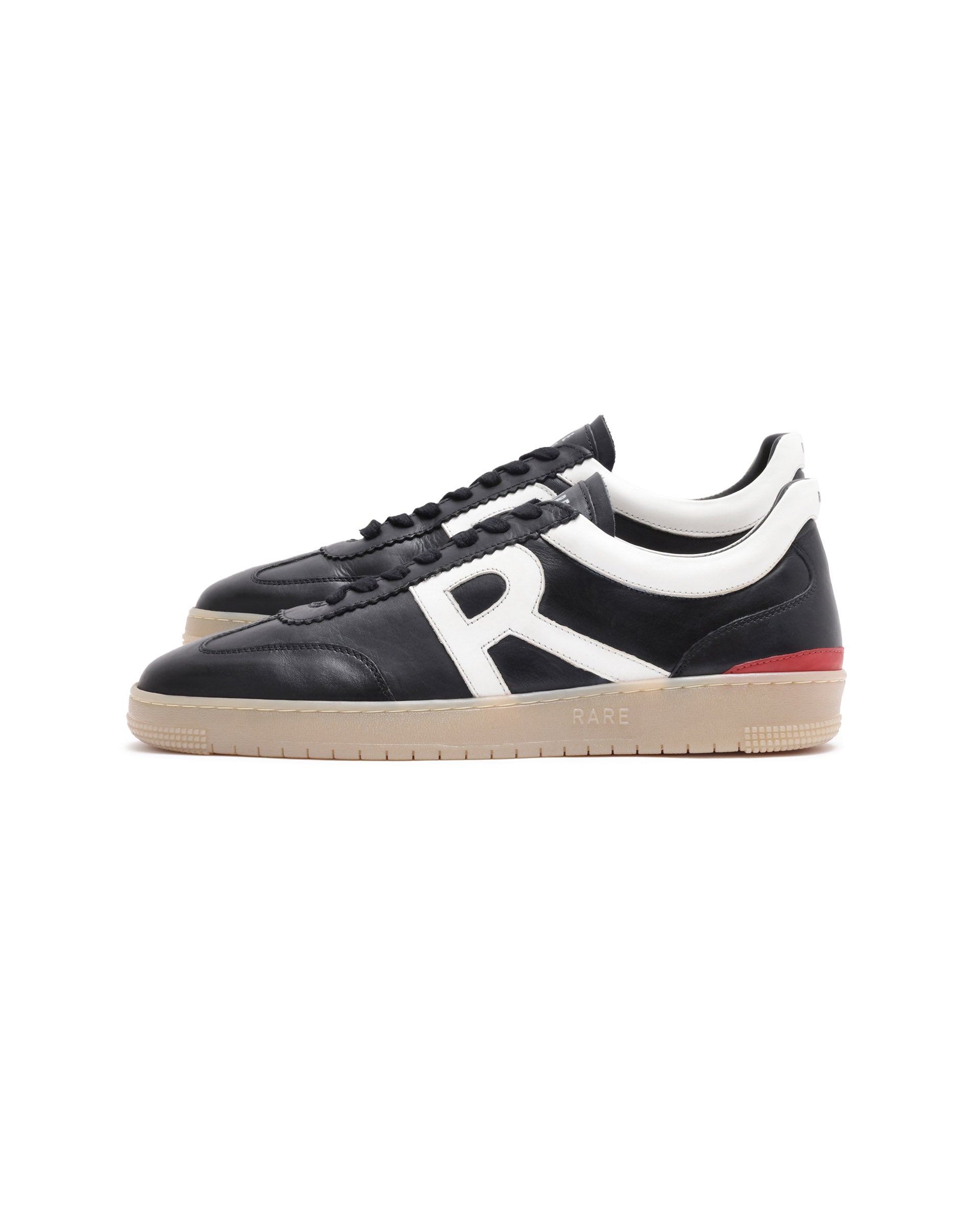 Rare Rabbit Men's Dorset Pro Black Genuine Leather Shoes Low-Top Lace-Up Dual Tone Sneaker Shoes