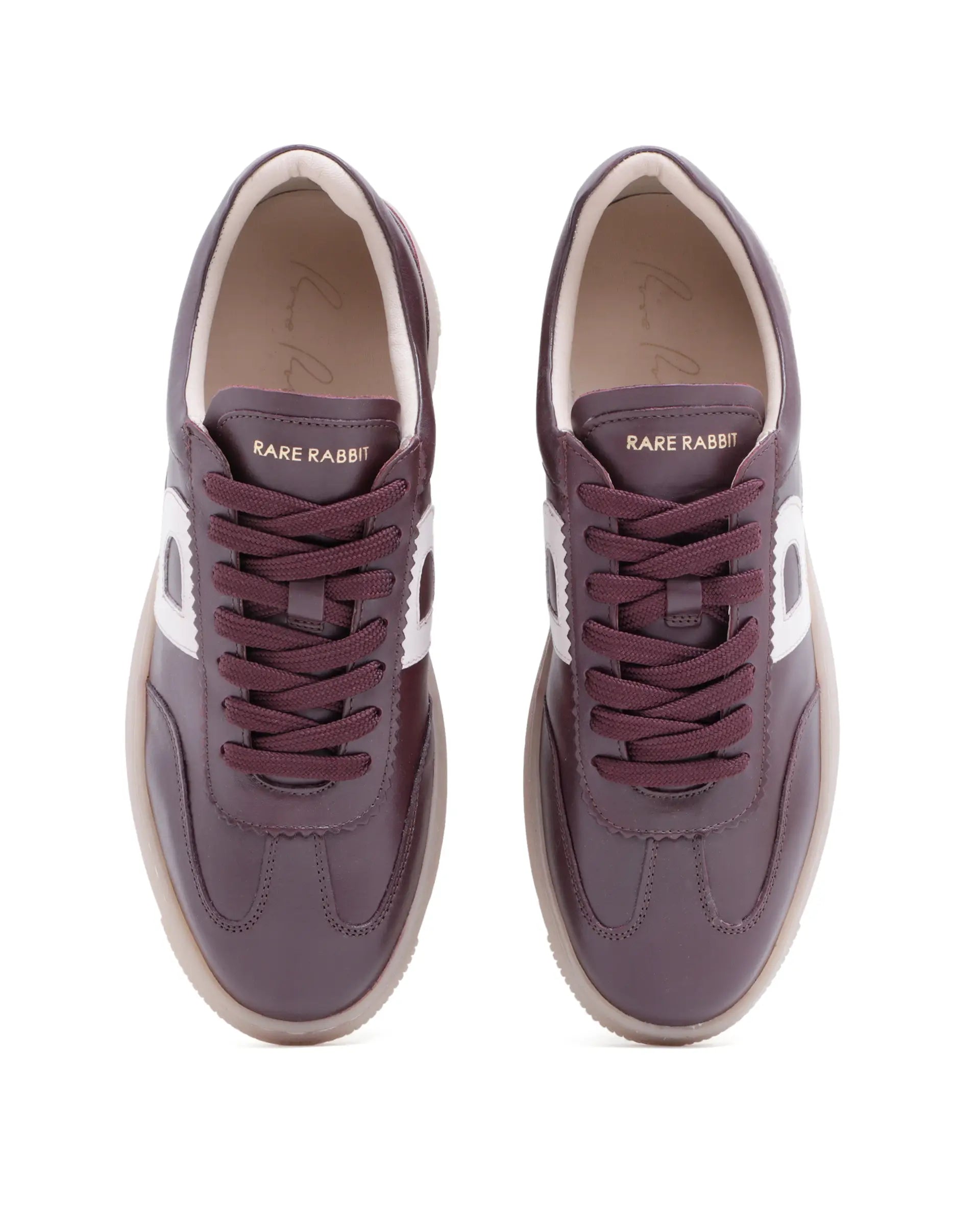 Rare Rabbit Men Dorset Pro Burgundy Genuine Leather Shoes Low-Top Lace-Up Dual Tone Sneaker Shoes