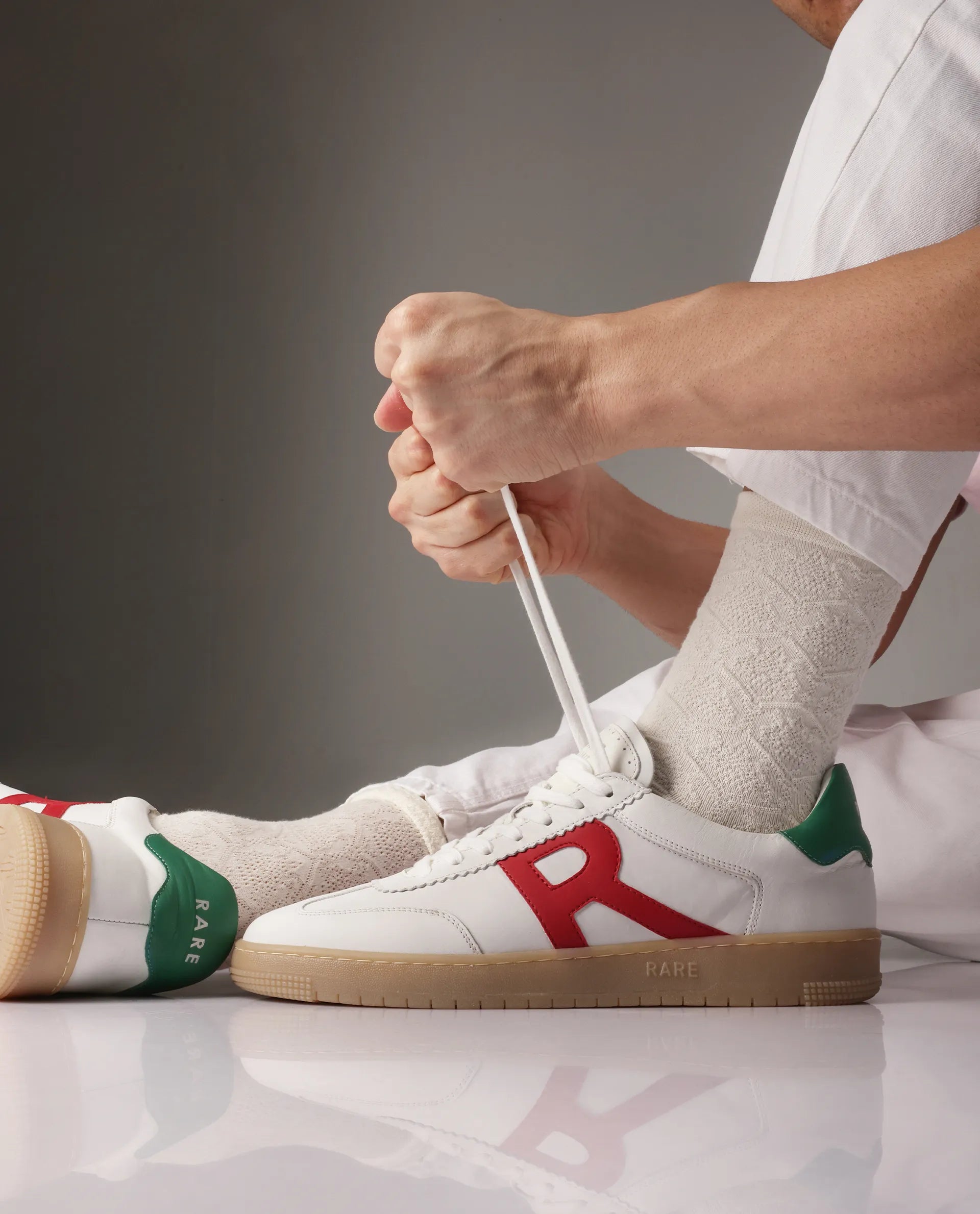 Rare Rabbit Men's Dorset White Oxford Style Colorblocked Smart Casual Leather Sneaker