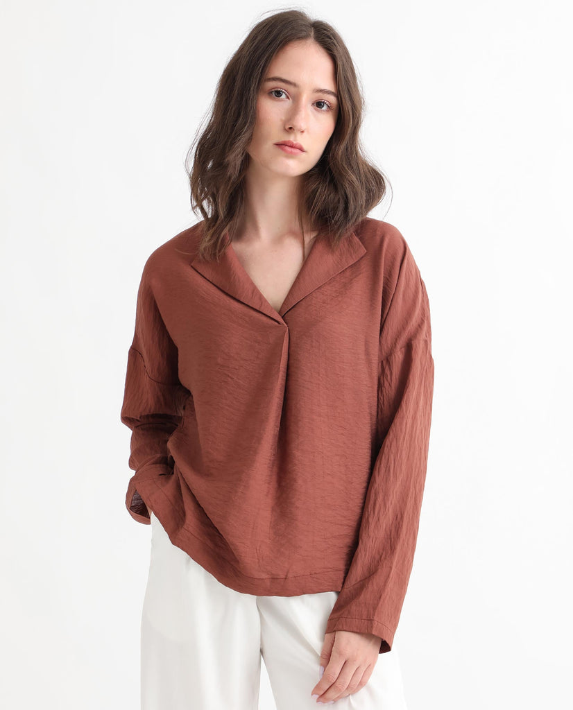 Drapy Knot Top Brown
