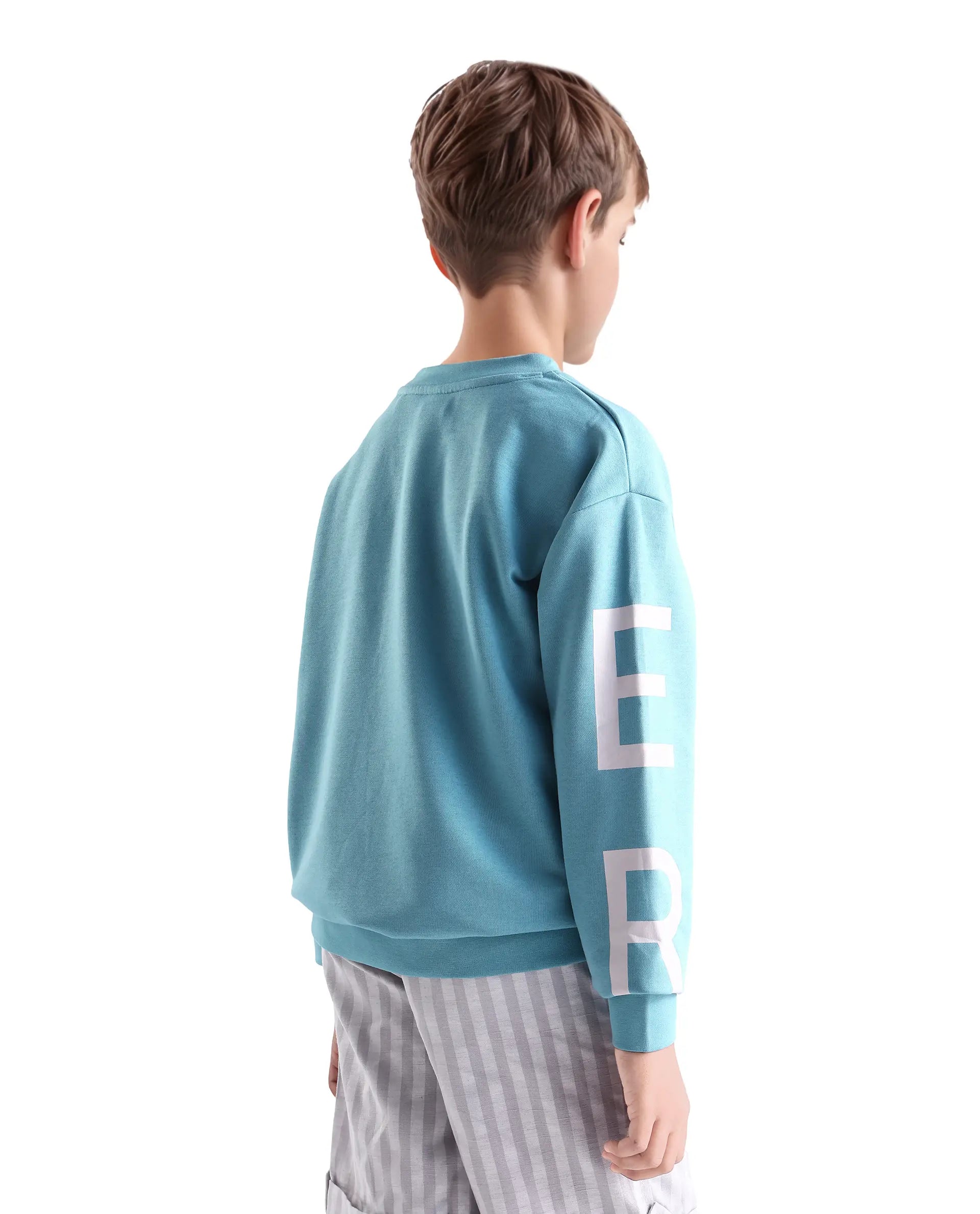 Rare Ones Kids Draw Blue Cotton Pull On Crew Neck Full Sleeves Regular Fit Sweatshirt