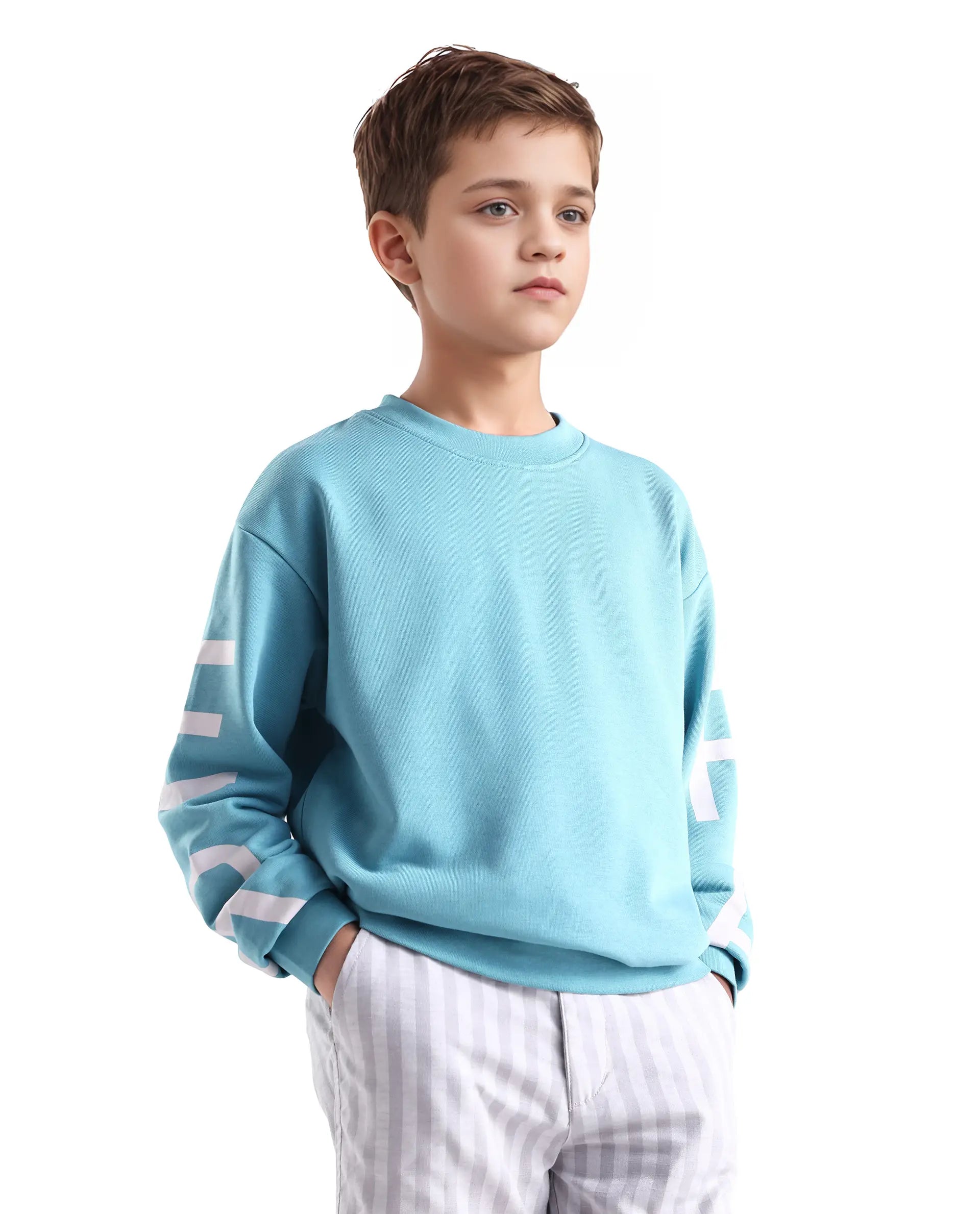 Rare Ones Kids Draw Blue Cotton Pull On Crew Neck Full Sleeves Regular Fit Sweatshirt