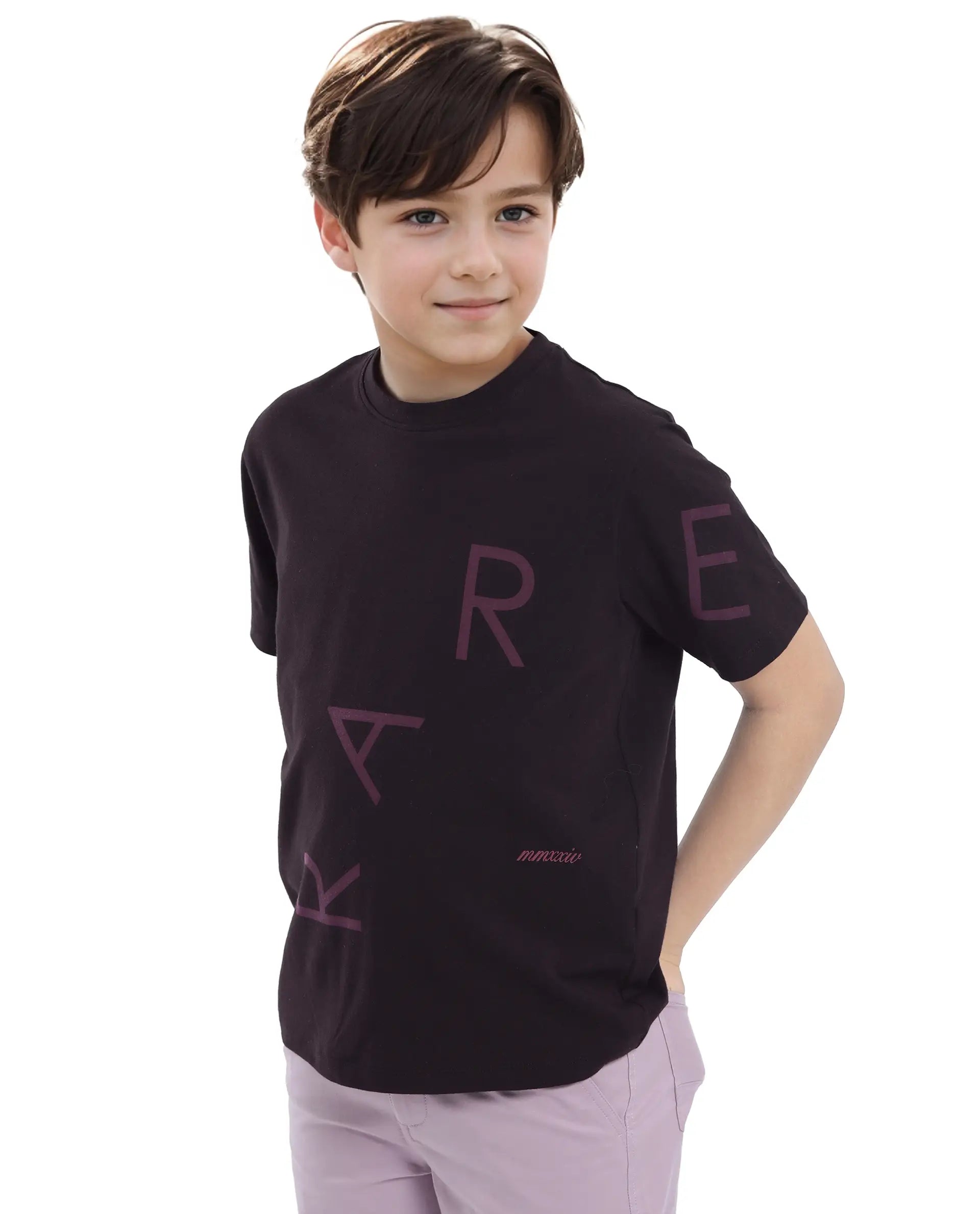 Rare Ones Kids Drax-K Dark Brown Cotton Blend Half Sleeve Slip-On Printed Regular Fit T-Shirt