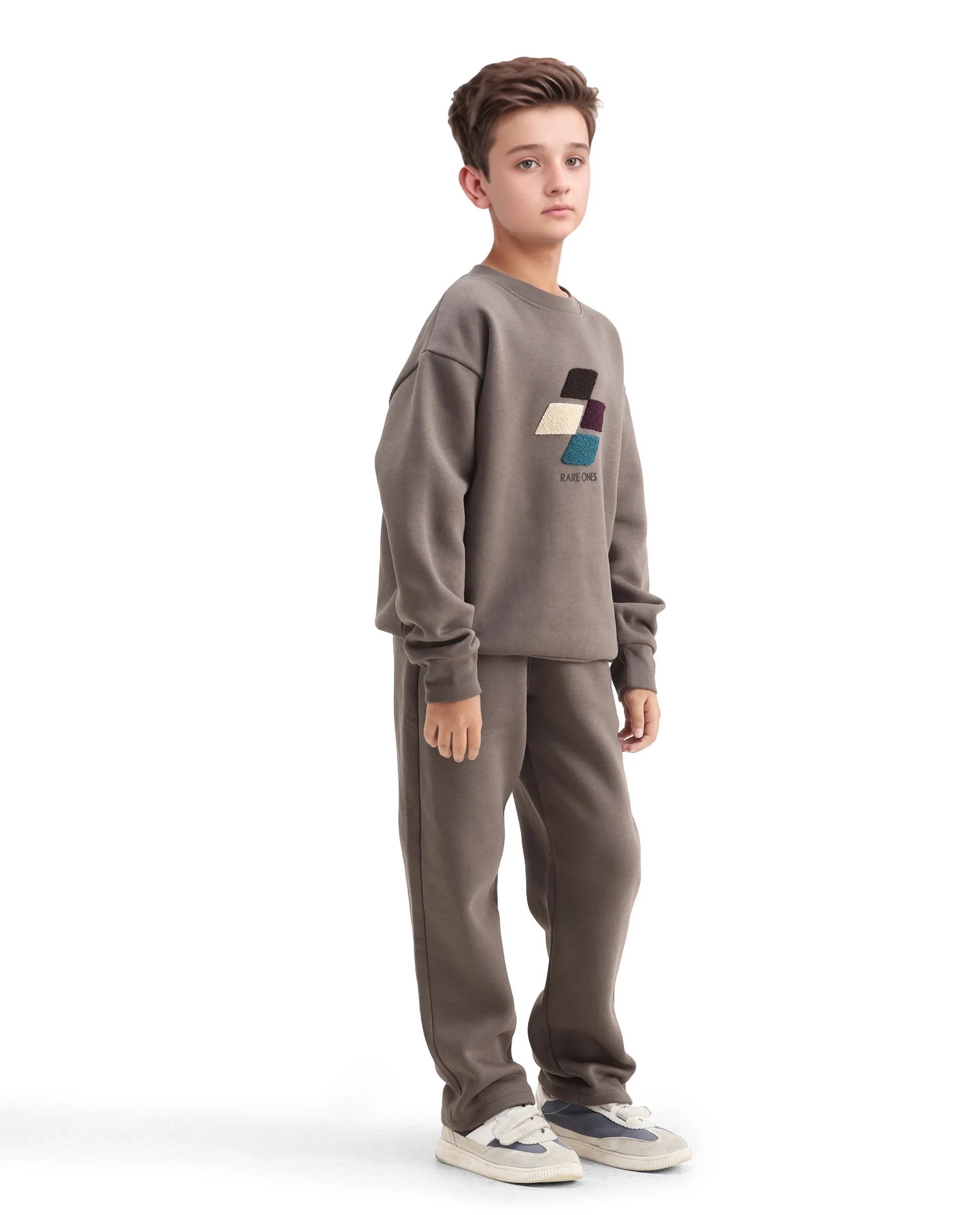 Rare Ones Kids Drew-B Light Grey Cotton Blend Regular Fit Trackpant