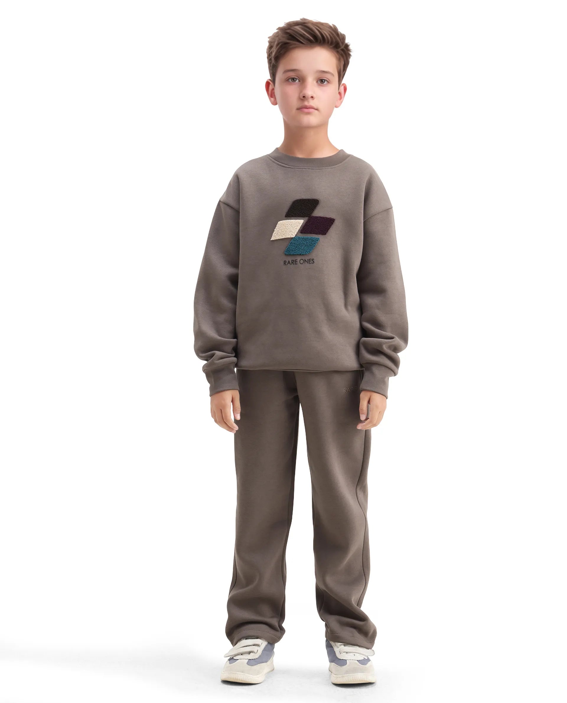 Rare Ones Kids Drew-B Light Grey Cotton Blend Regular Fit Trackpant
