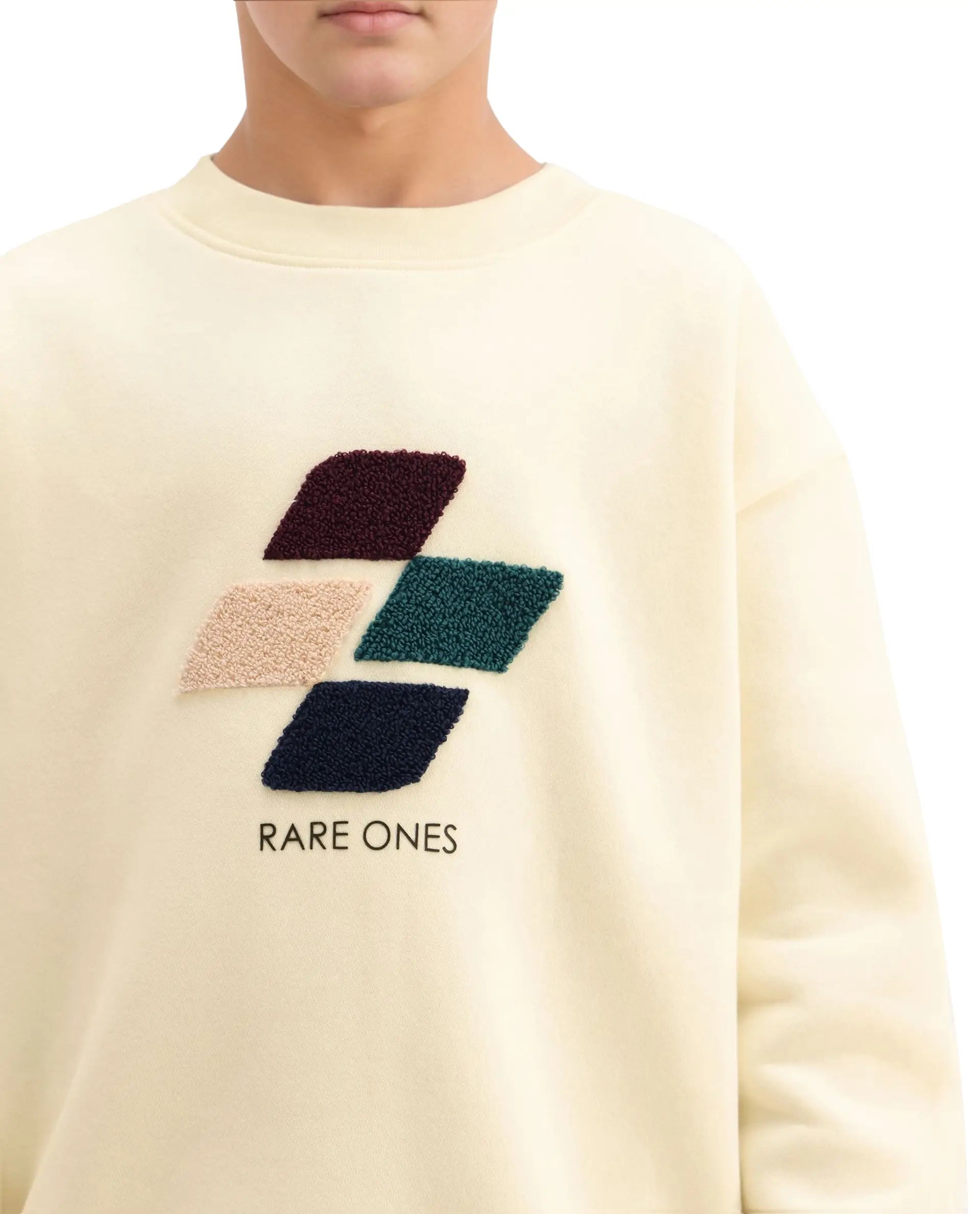 Rare Ones Kids Drew Off White Cotton Blend Embroidered Oversized Sweatshirt