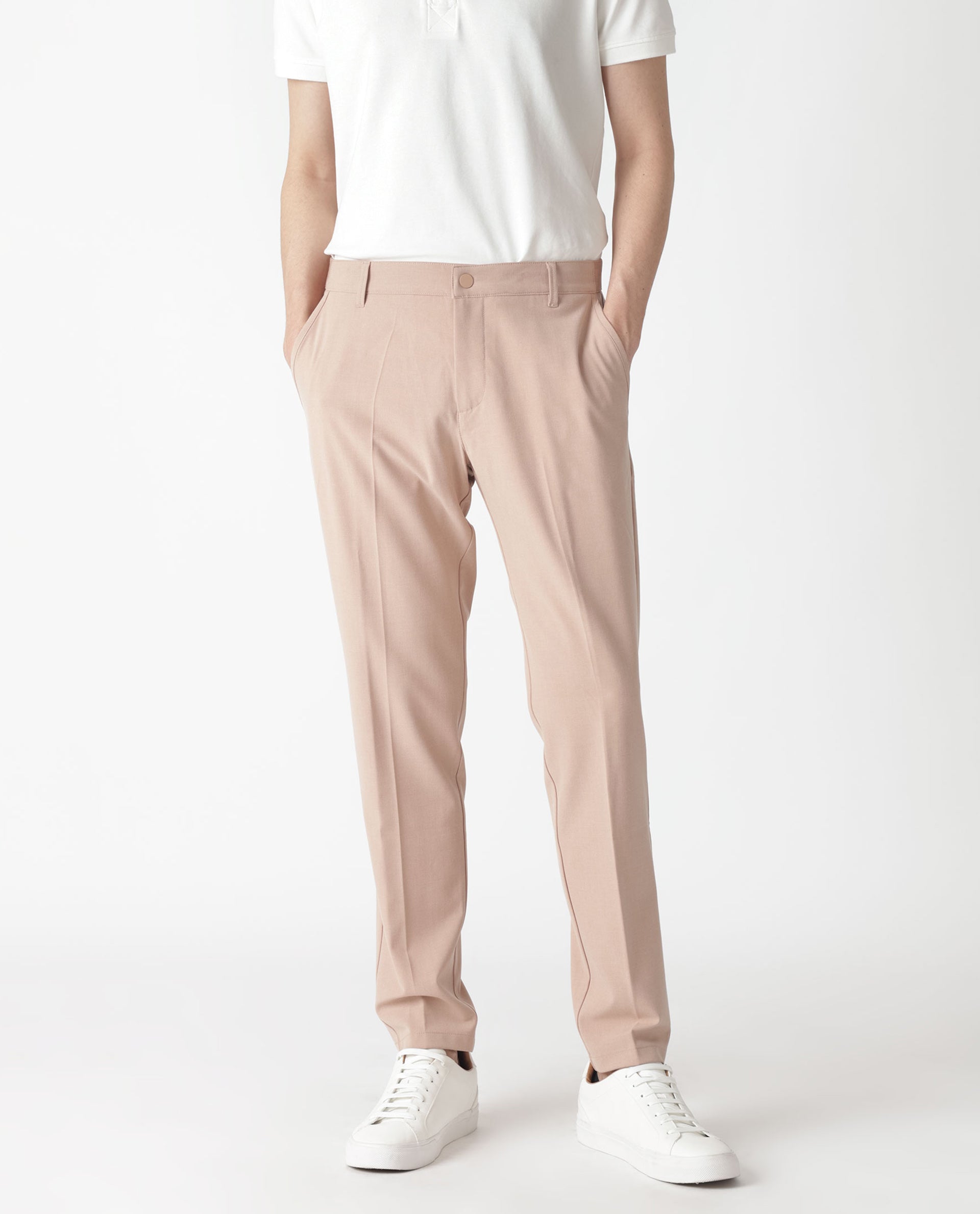 desire home slim fit men formal pants viscose rayon trousers pink light  formal trousers