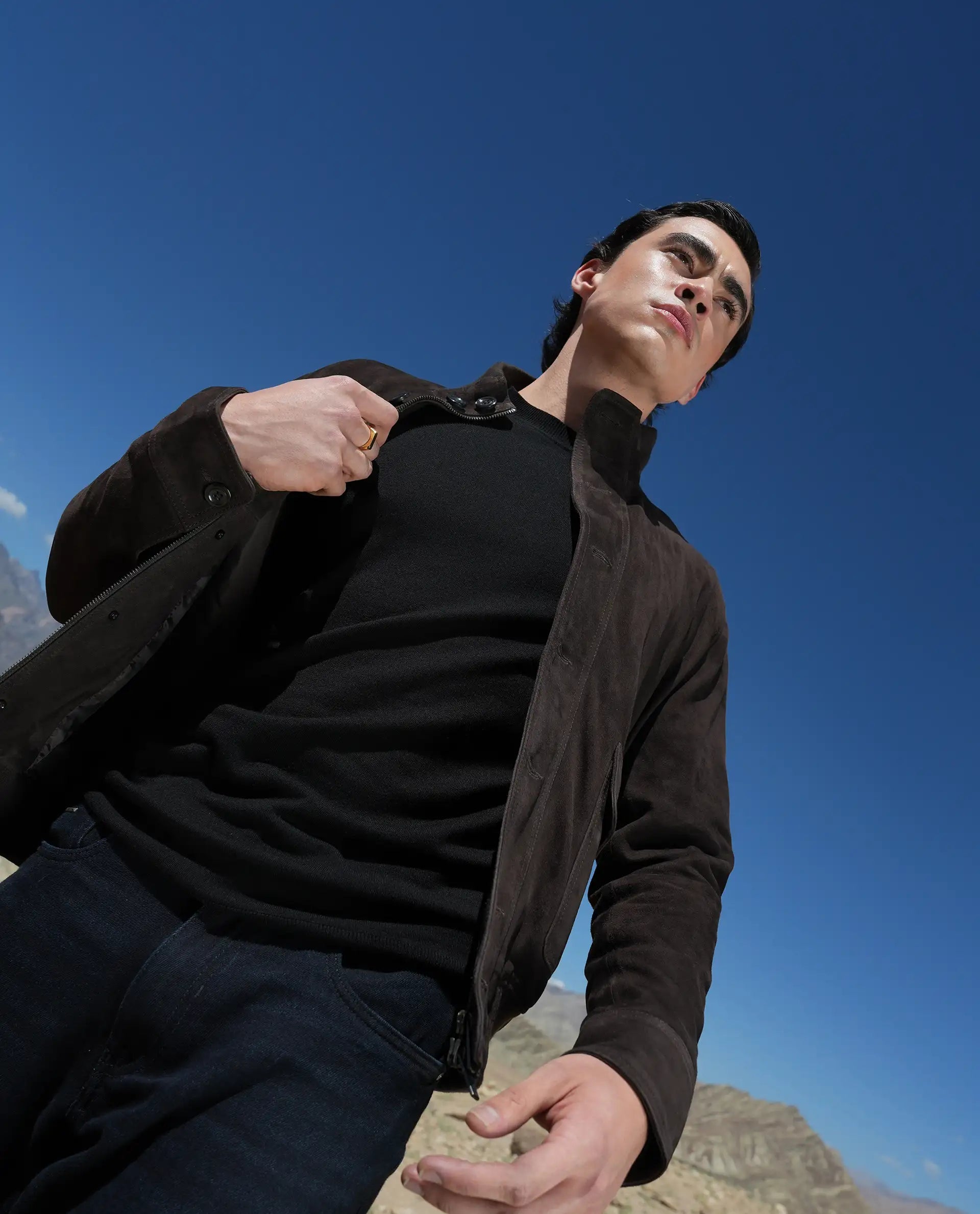 Rare Rabbit Men's Alva Black Viscose Plain Regular Fit Full Sleeve High Neck Sweater