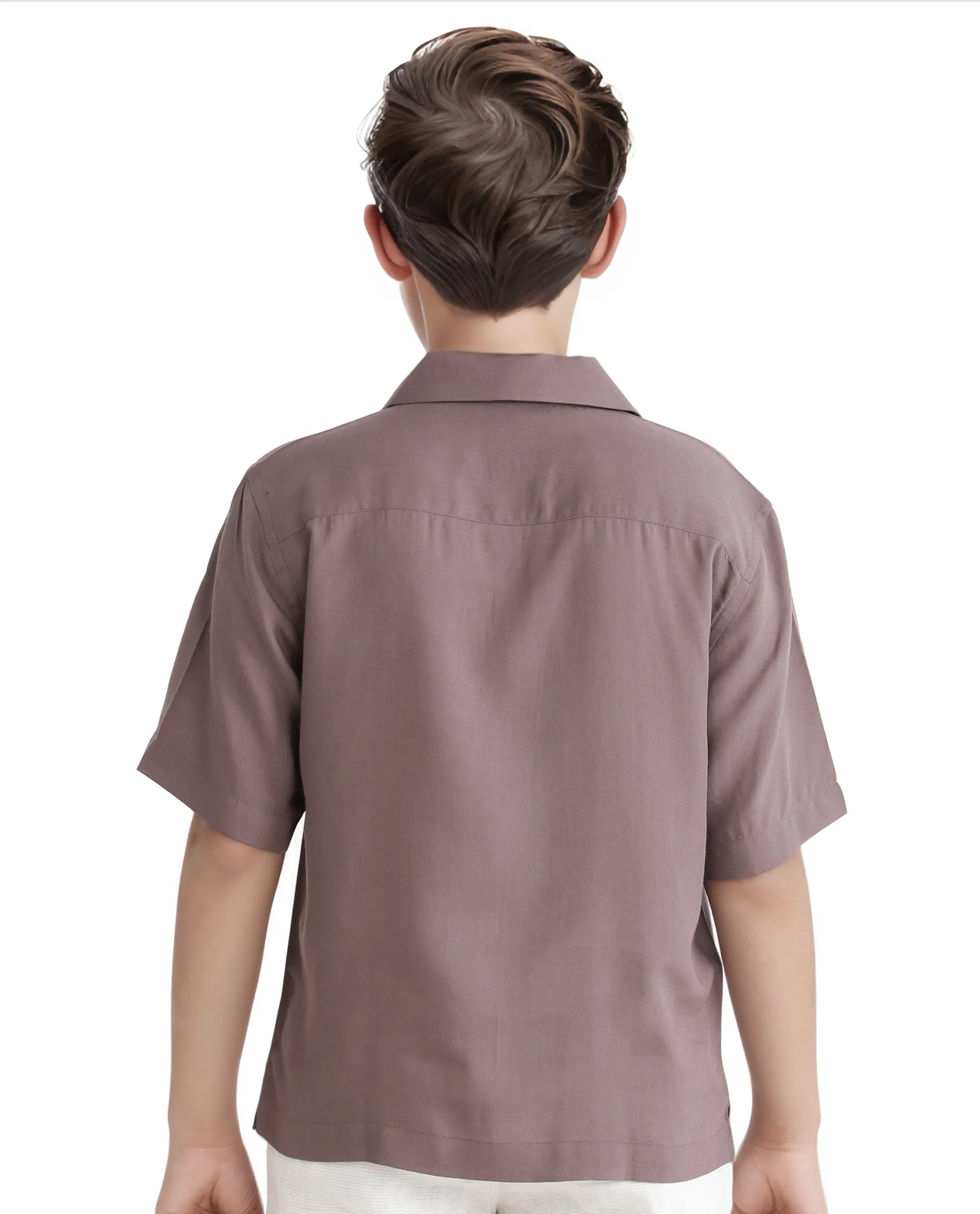 Rare Ones Kids Dubex Dusky Brown Modal Short Sleeve Solid Shirt