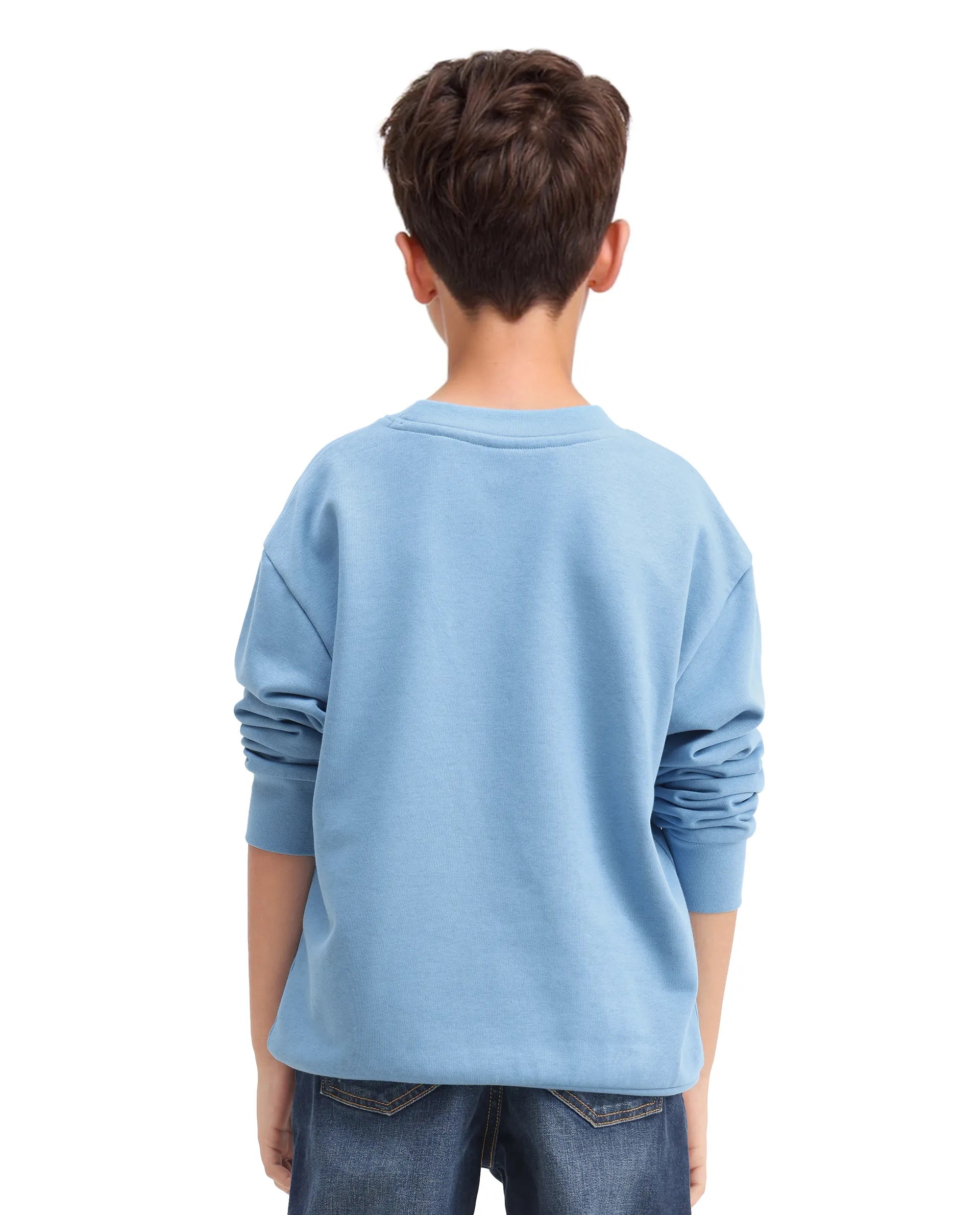 Rare Ones Kids Dune Pastel Blue Cotton Blend Sticker Print Oversized Sweatshirt