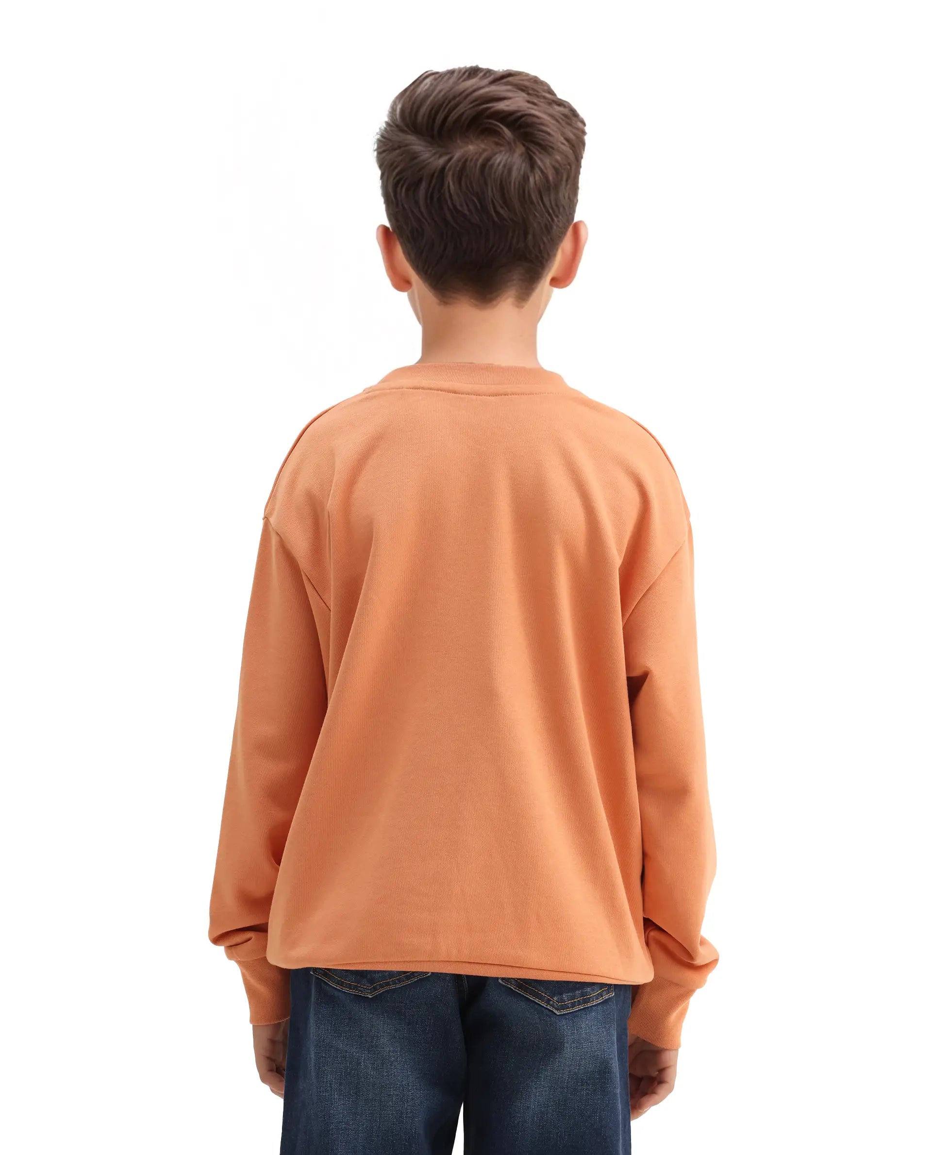 Rare Ones Kids Dune Orange Cotton Blend Sticker Print Oversized Sweatshirt
