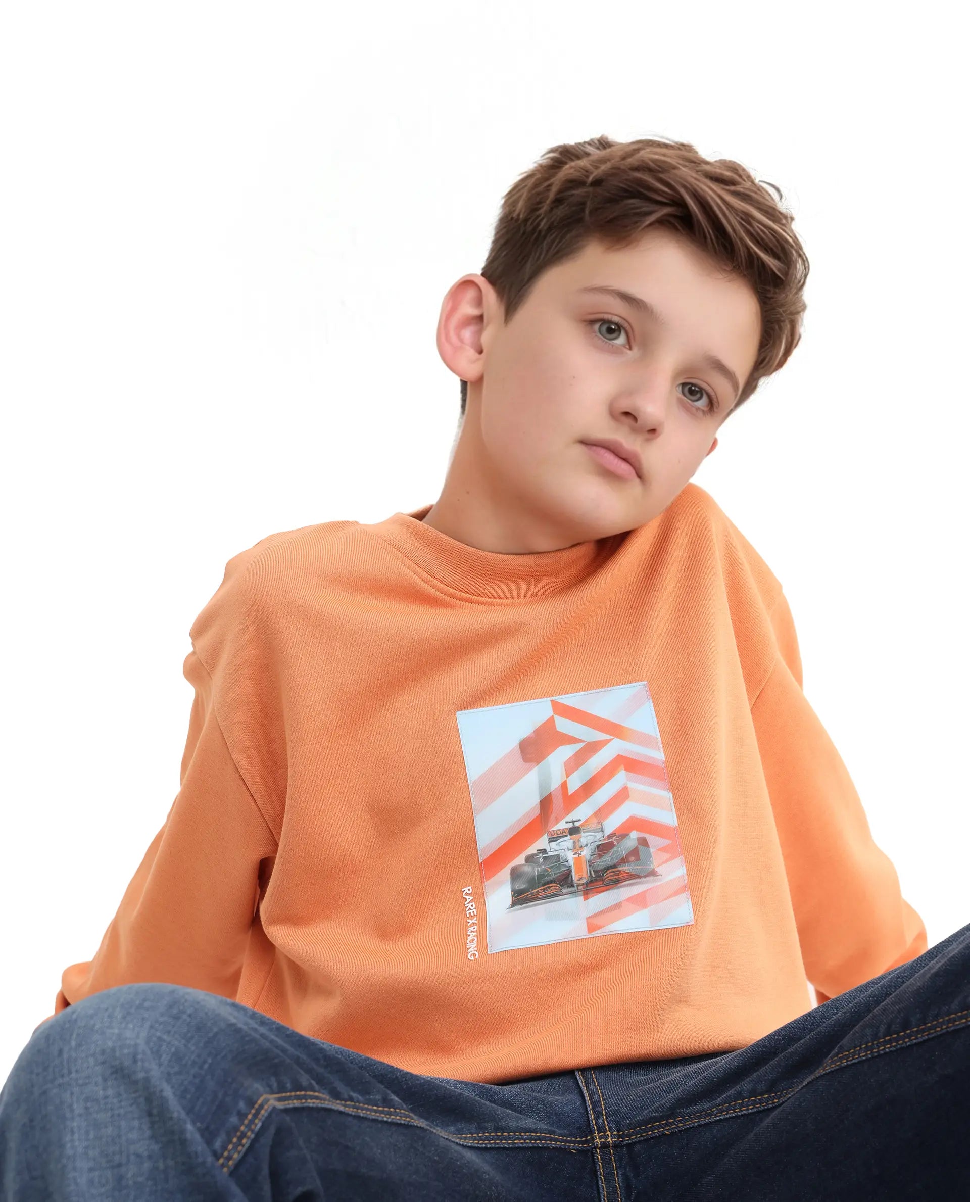 Buy Dune - Orange Sticker Print Oversized Sweatshirt| Rare Ones