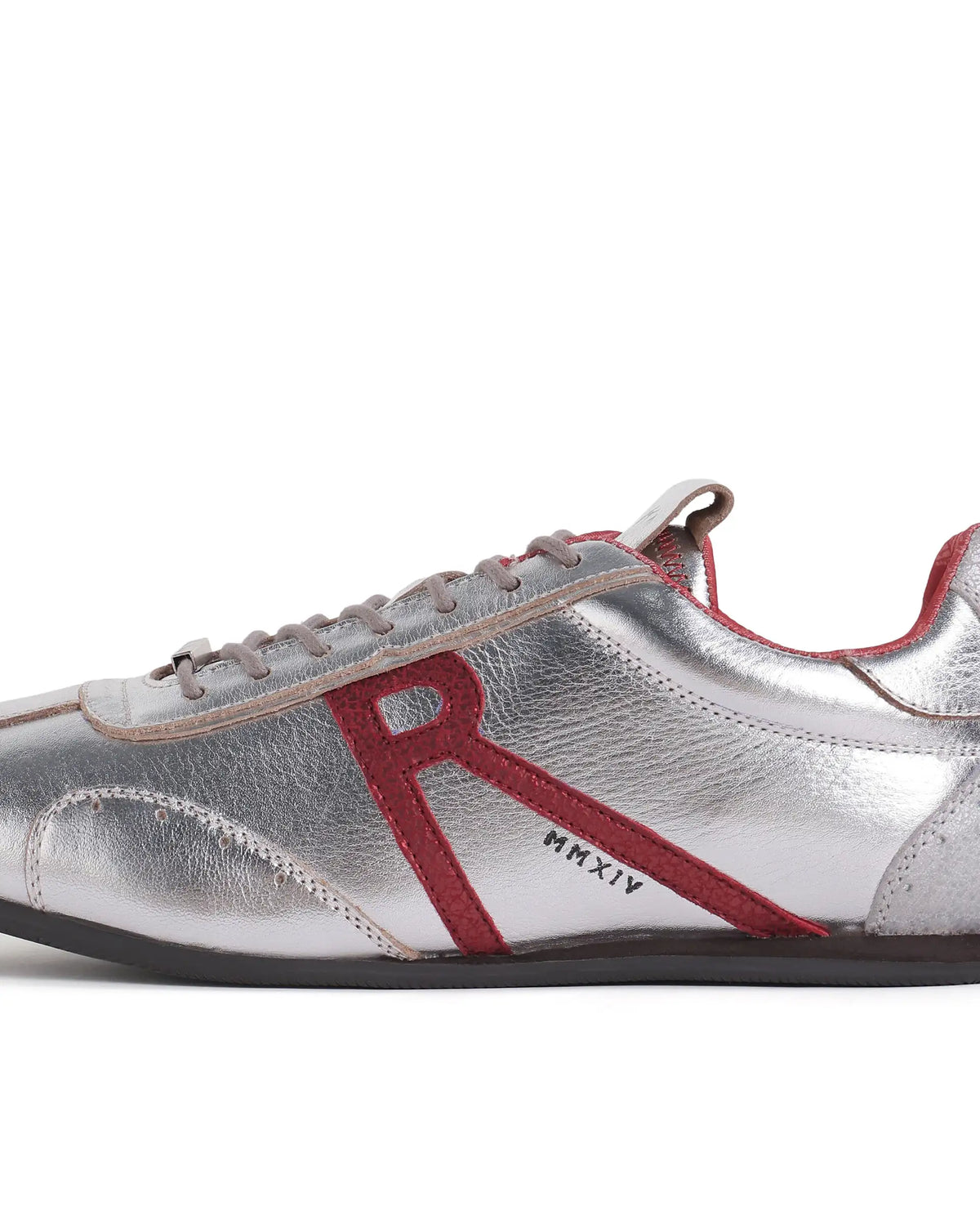 Rarez Men's Dust Metalic Silver Leather Regular Sneaker
