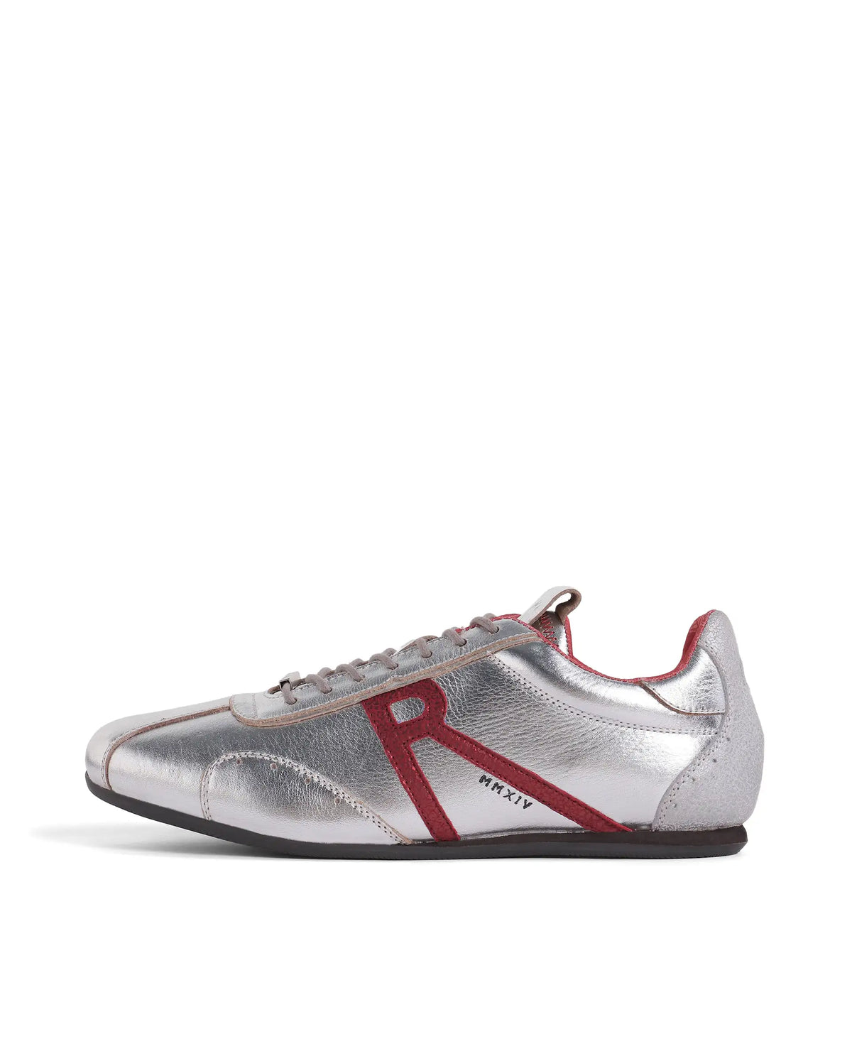 Rarez Men's Dust Metalic Silver Leather Regular Sneaker