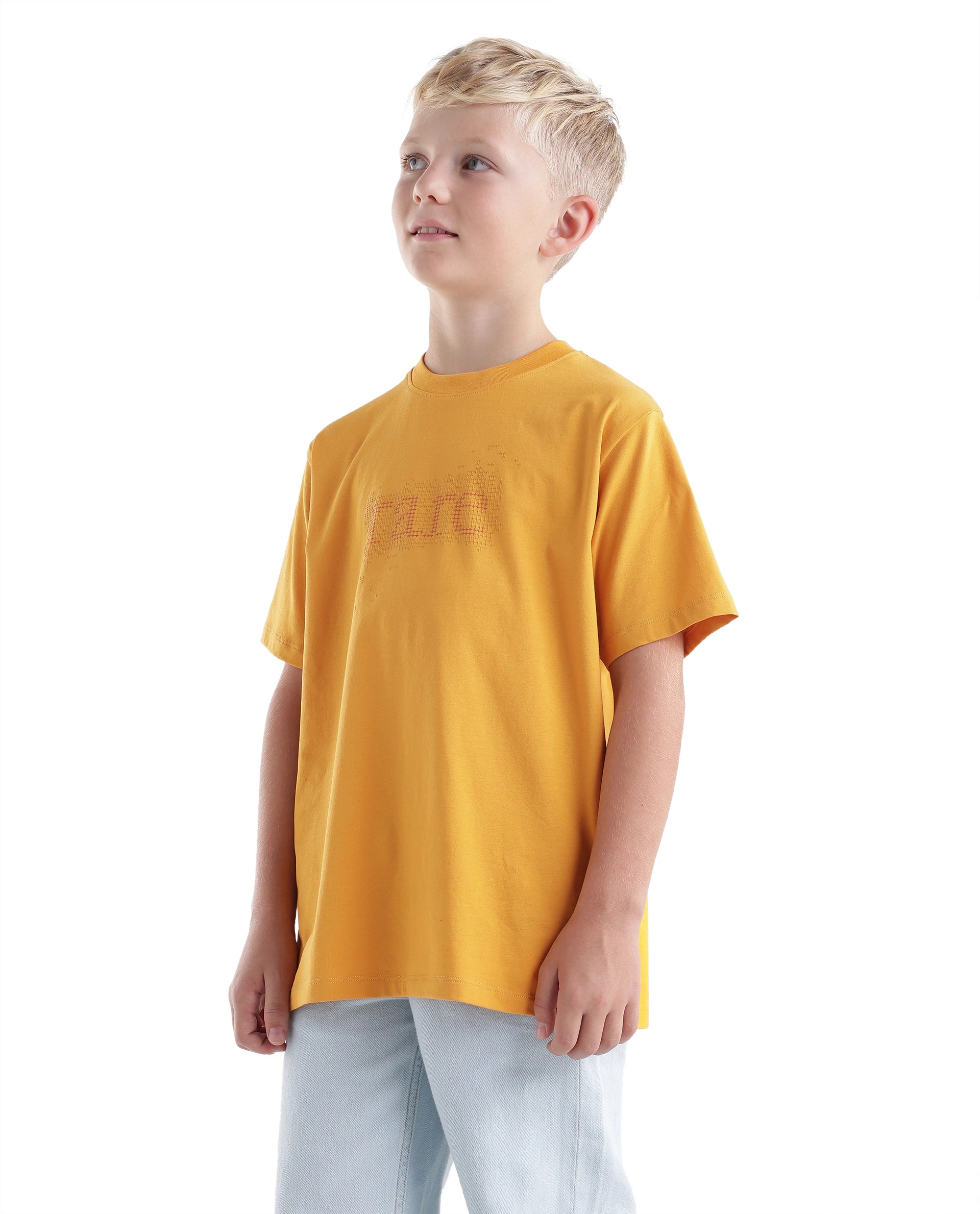 Rare Ones Kids Elyn Dark Yellow Cotton Blend Fabric Pull-On Closure Regular Fit Graphic Print T-Shirt