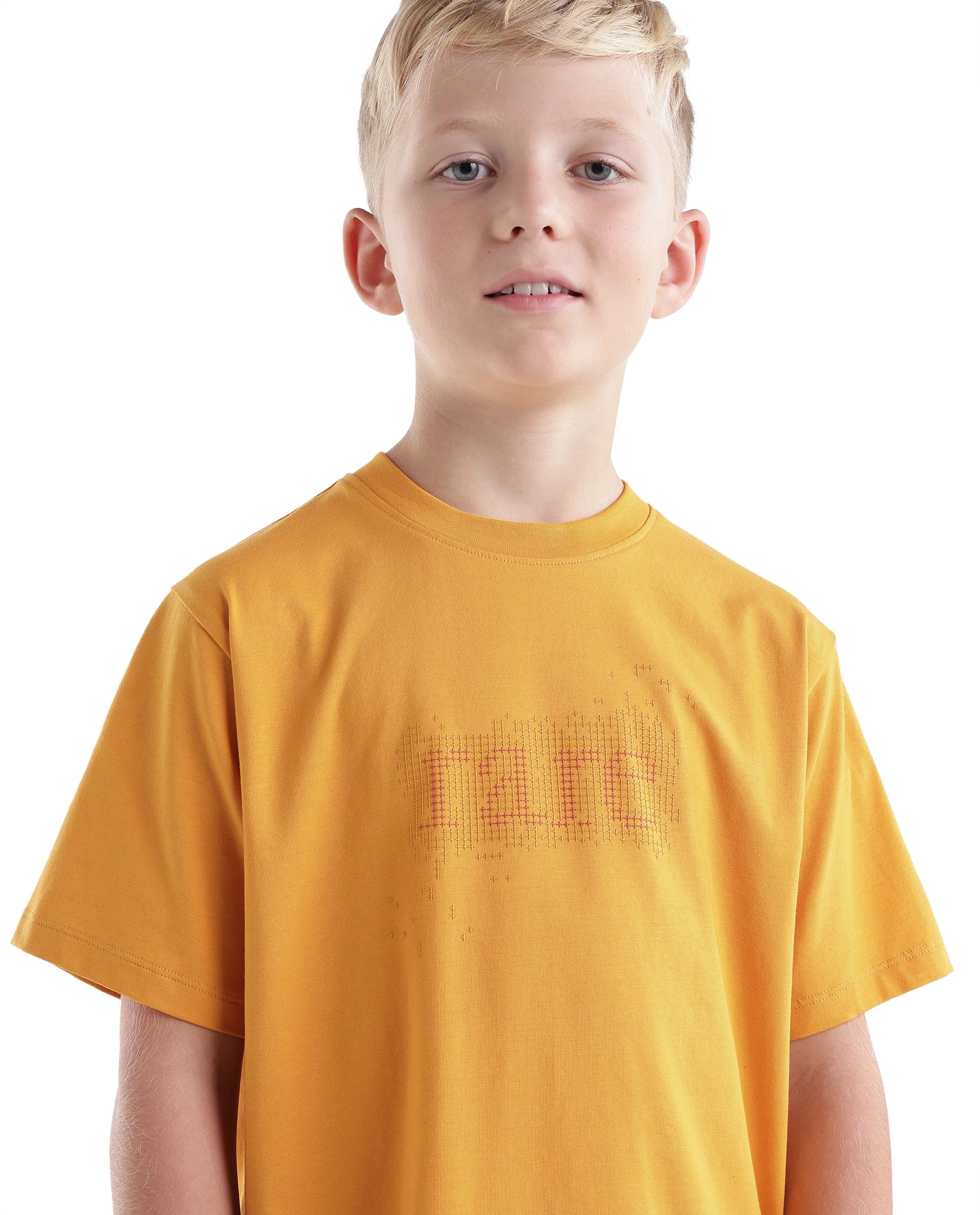 Rare Ones Kids Elyn Dark Yellow Cotton Blend Fabric Pull-On Closure Regular Fit Graphic Print T-Shirt
