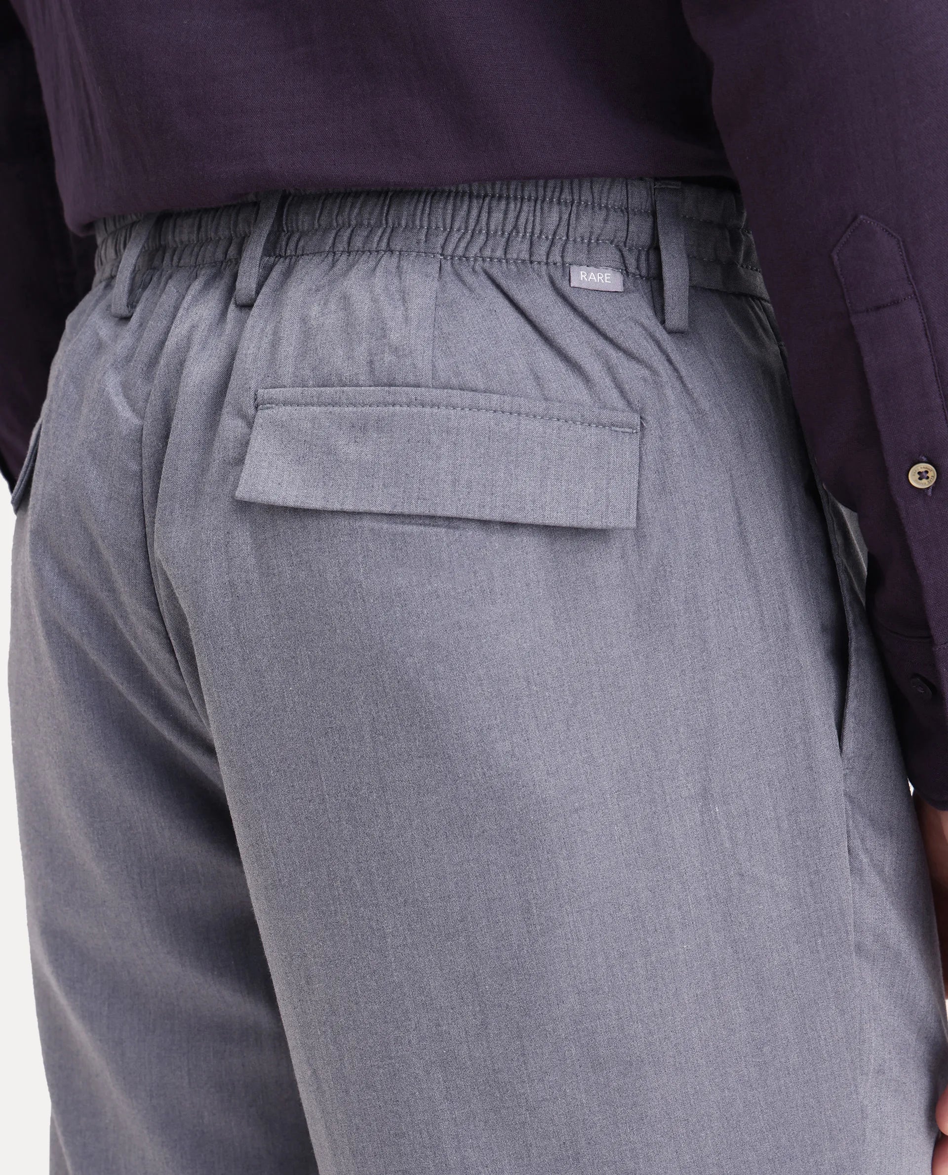 Rare Rabbit Men's Echo Light Purple Cotton Plain Regular Fit Trouser