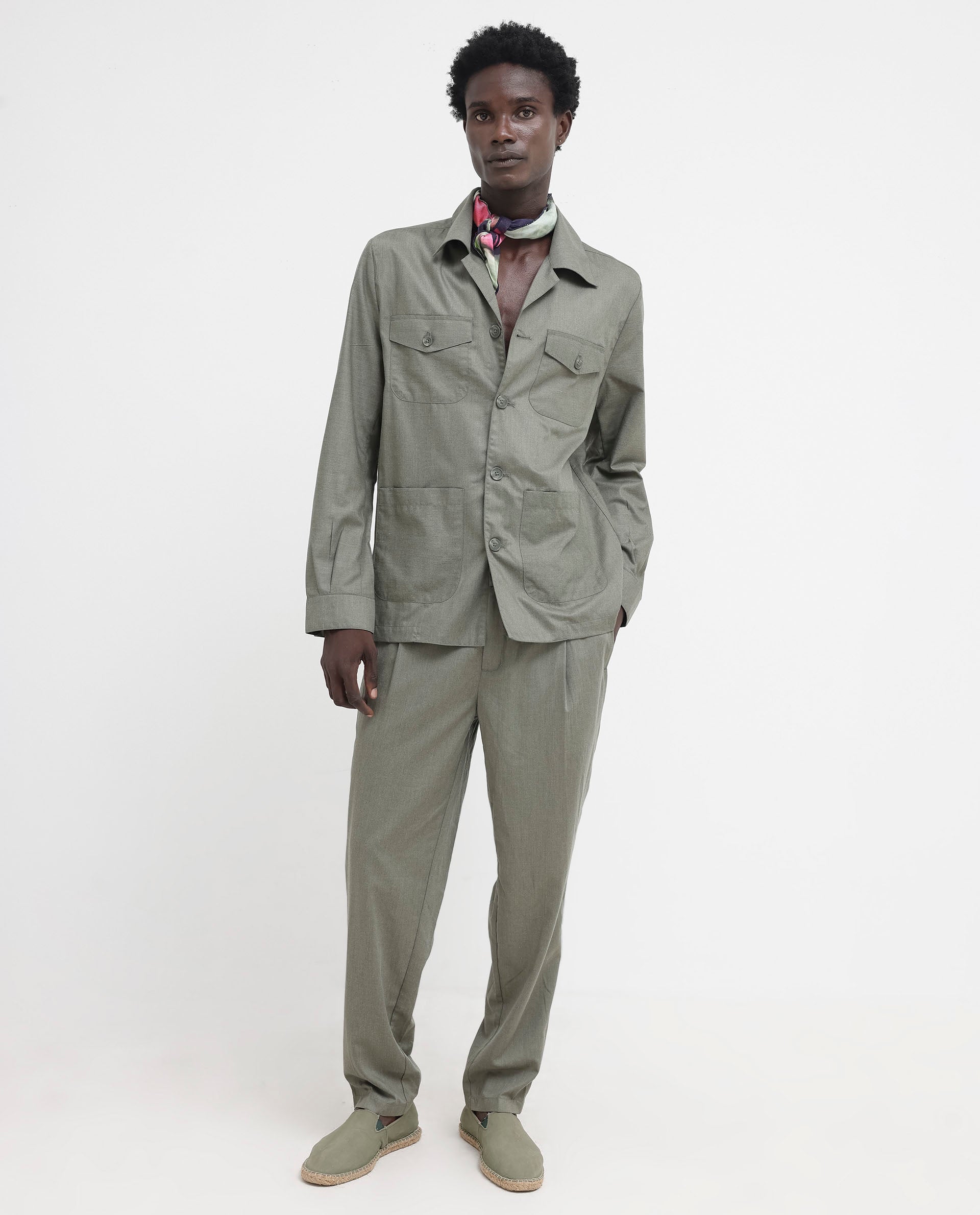 Rare Rabbit Mens Echos Light Olive Full Sleeve Collared Neck Two Flap Pocket Solid Jacket