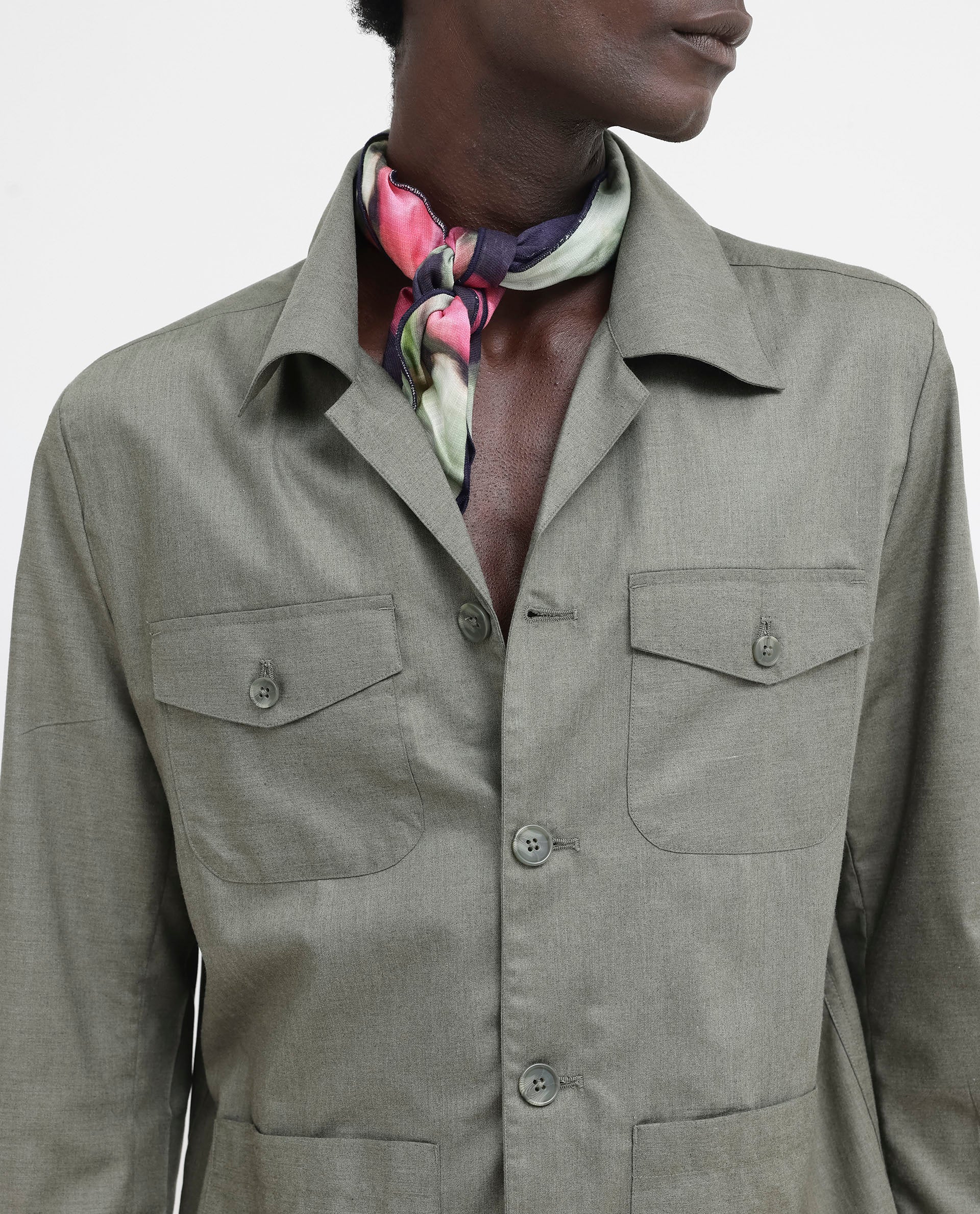 Rare Rabbit Mens Echos Light Olive Full Sleeve Collared Neck Two Flap Pocket Solid Jacket