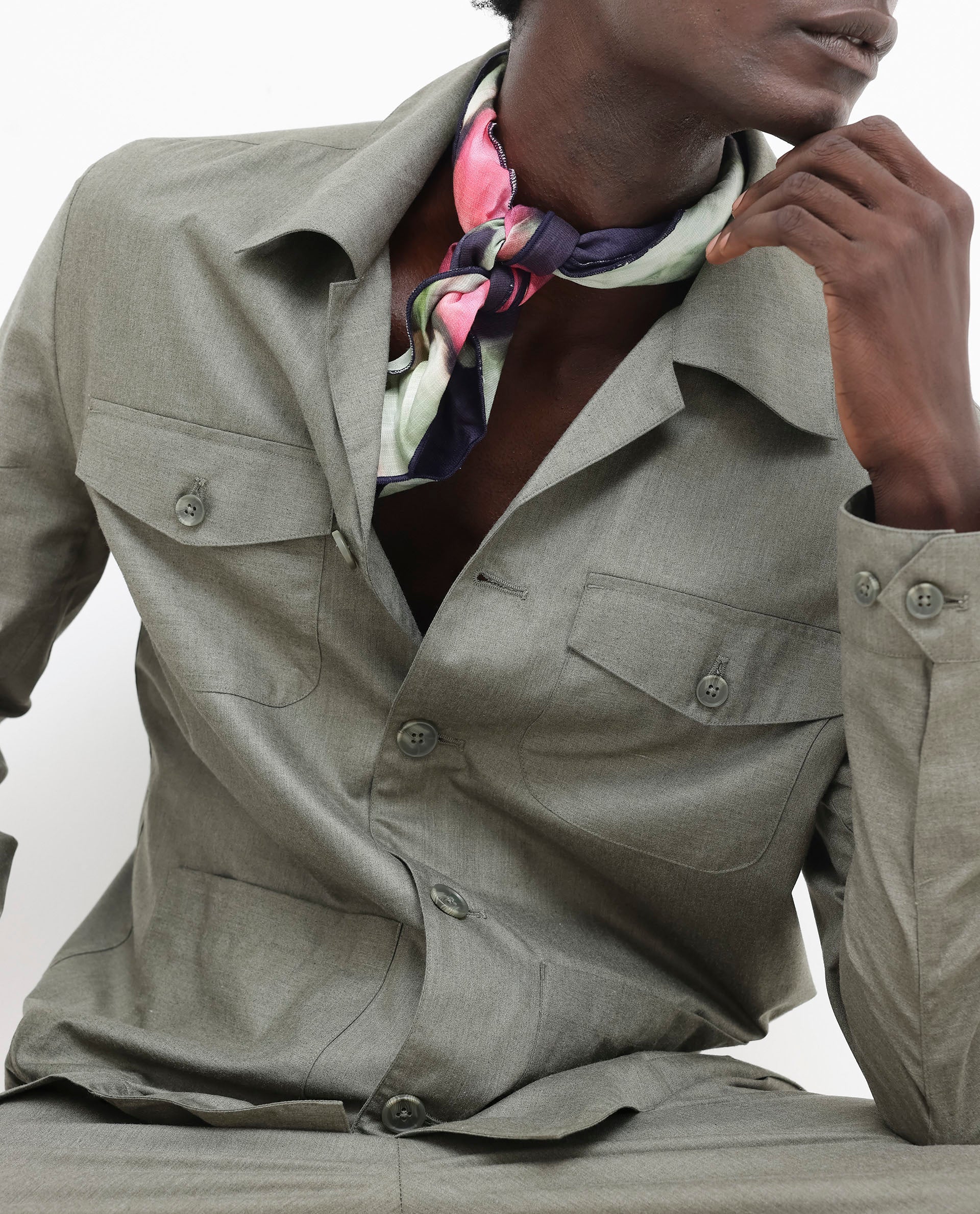 Rare Rabbit Mens Echos Light Olive Full Sleeve Collared Neck Two Flap Pocket Solid Jacket