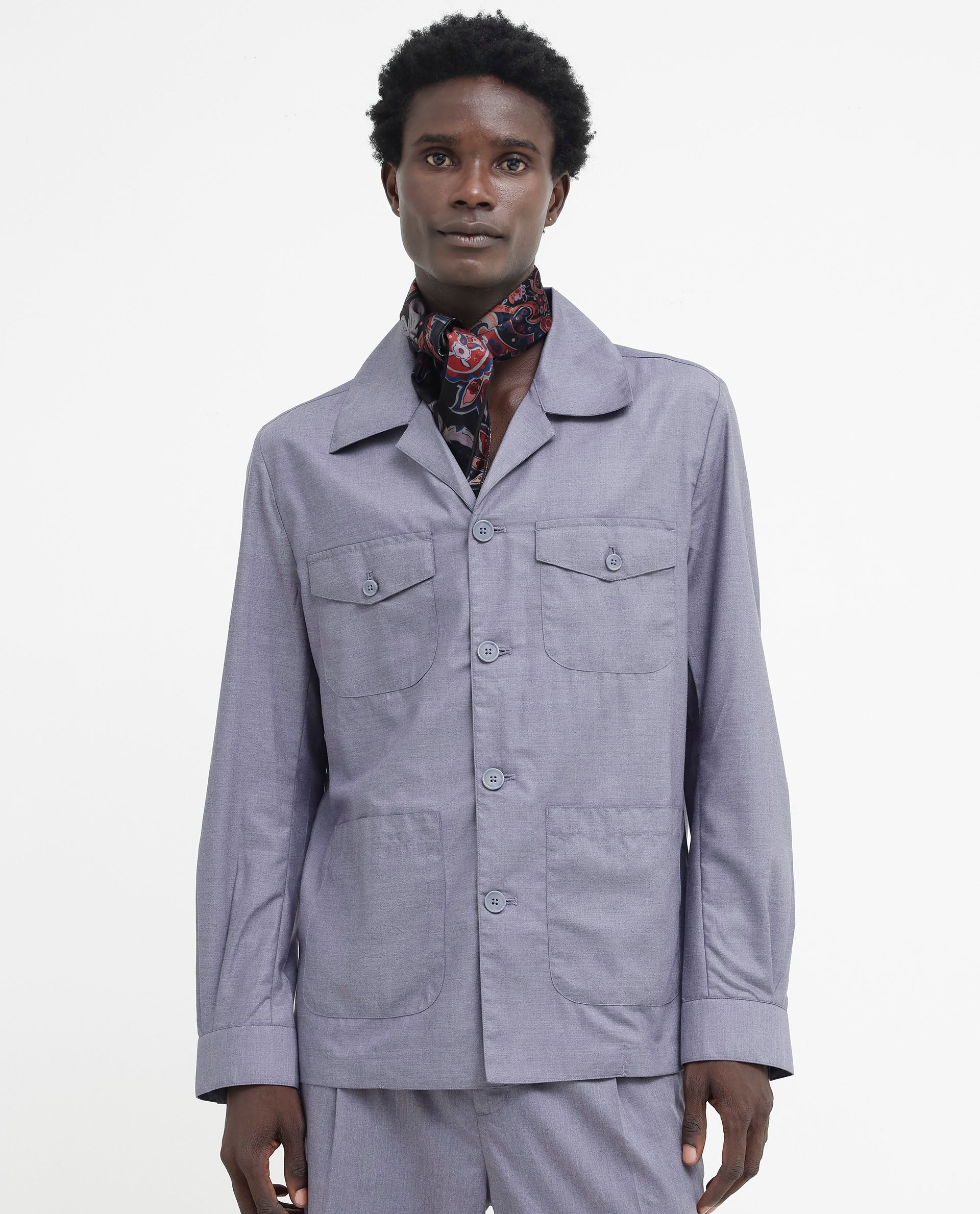 Rare Rabbit Mens Echos Purple Full Sleeve Collared Neck Two Flap Pocket Solid Jacket