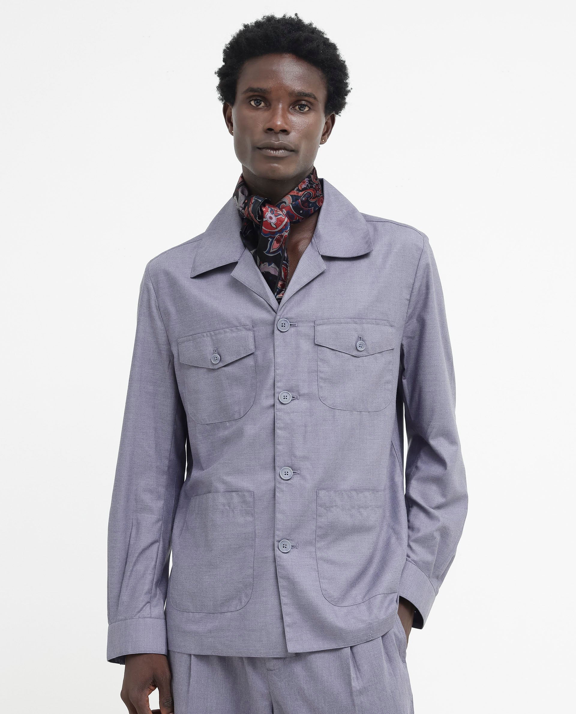 Rare Rabbit Mens Echos Purple Full Sleeve Collared Neck Two Flap Pocket Solid Jacket