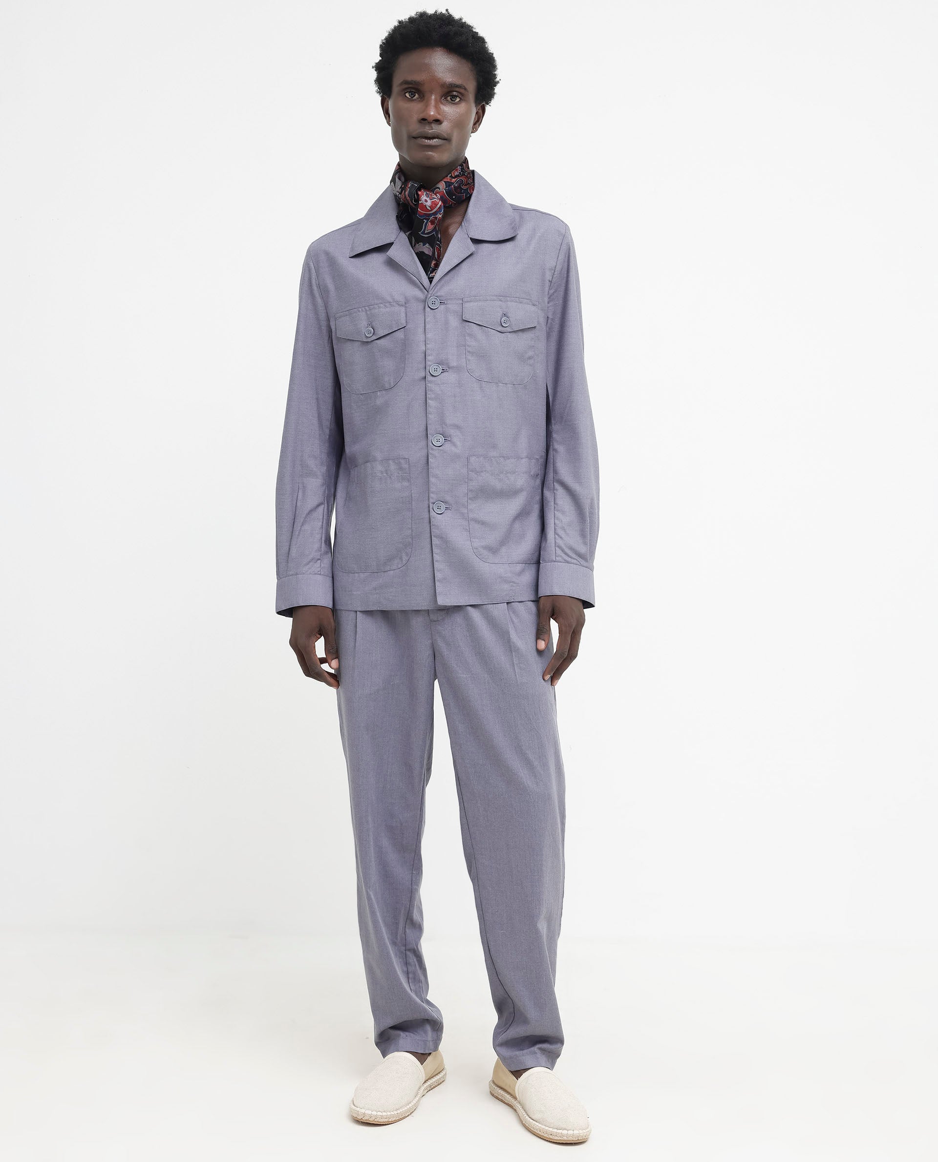 Rare Rabbit Mens Echos Purple Full Sleeve Collared Neck Two Flap Pocket Solid Jacket