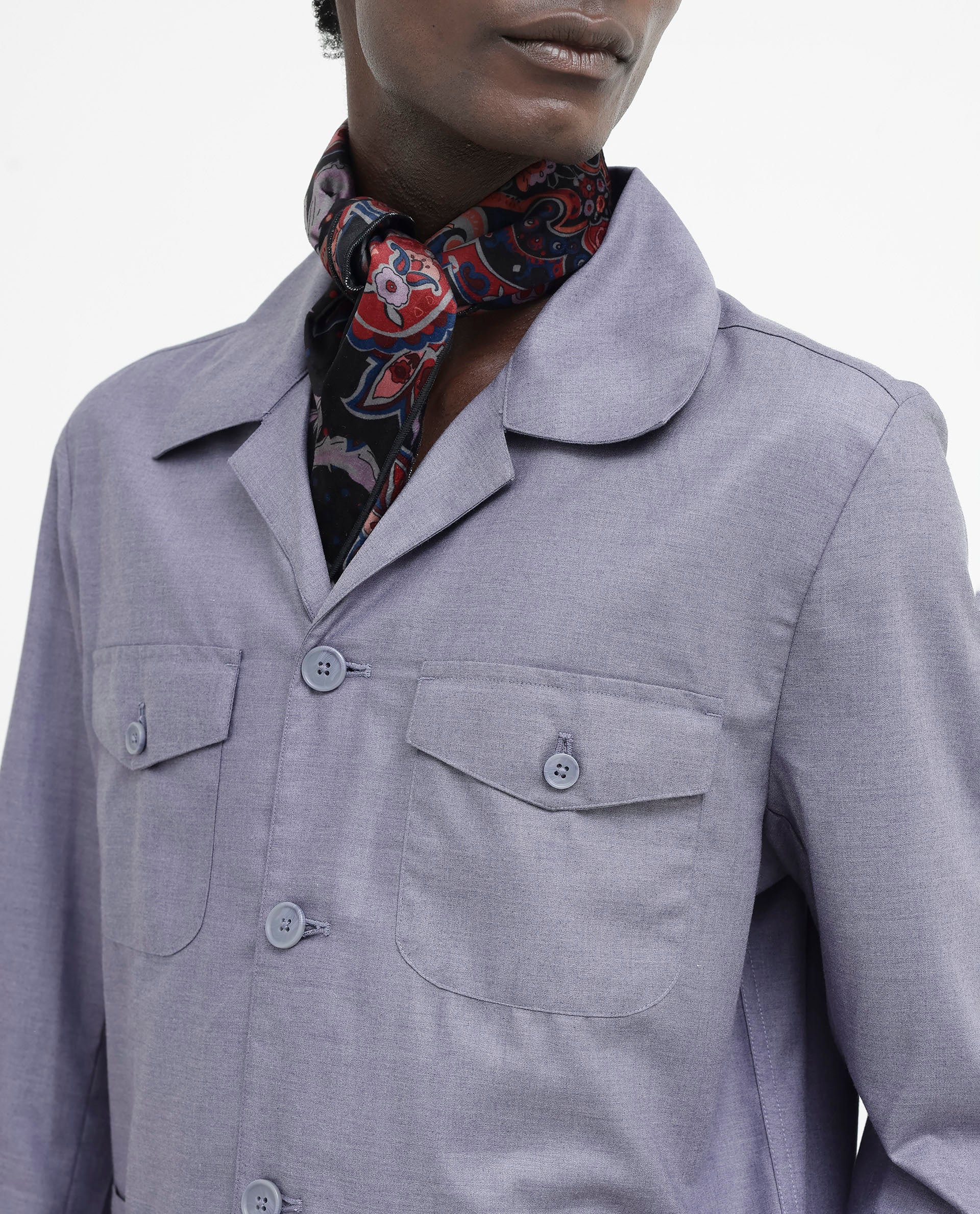 Rare Rabbit Mens Echos Purple Full Sleeve Collared Neck Two Flap Pocket Solid Jacket