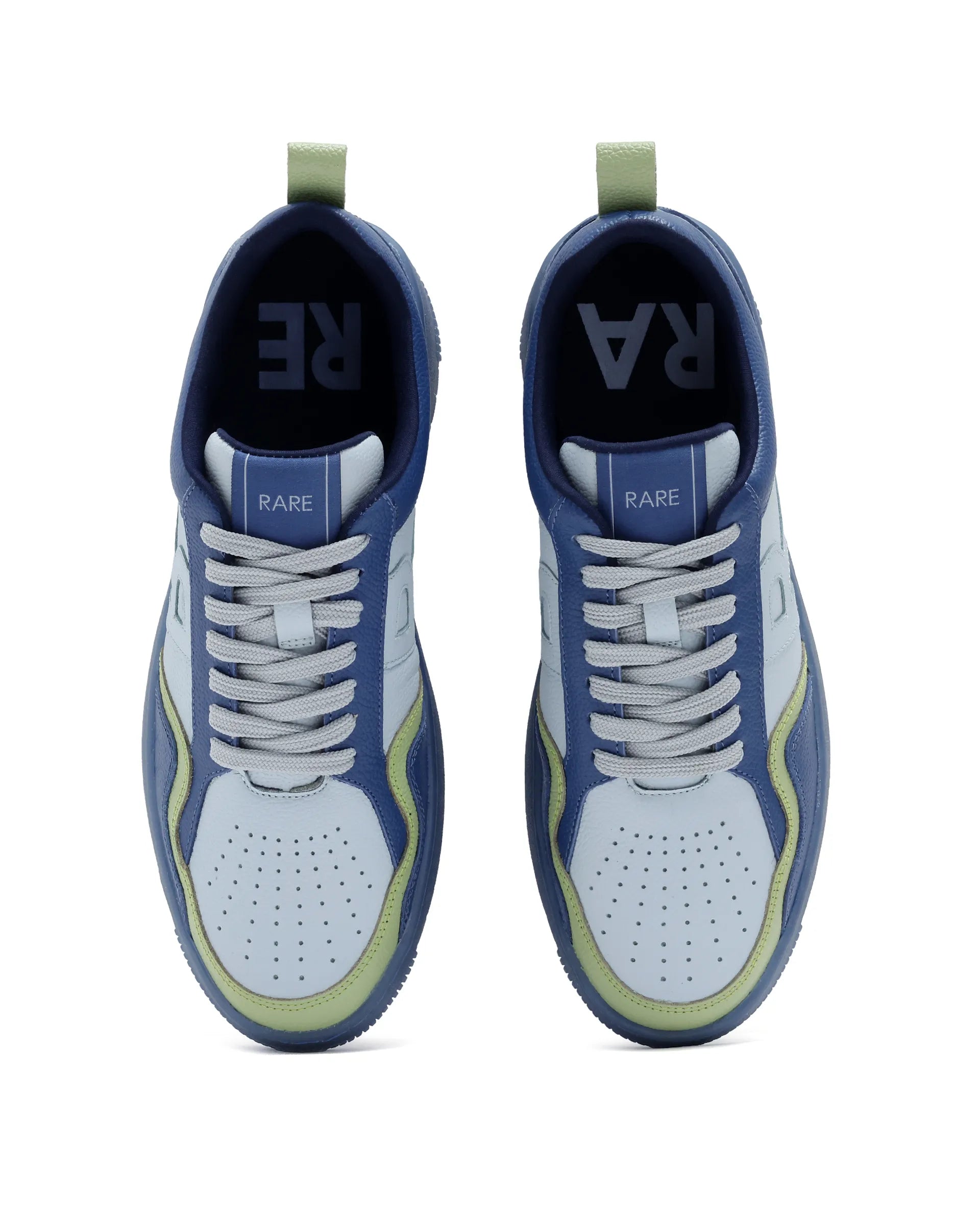 Rare Rabbit Men Edamon Blue Leather Lace-Up Sneaker