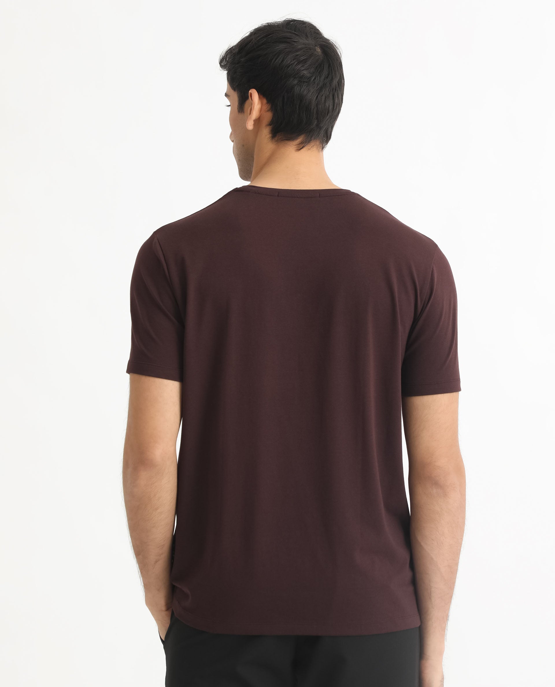 Rare Rabbit Men's Edis Maroon Crew Neck Floral Discharge Print Graphic Half Sleeves T-Shirt