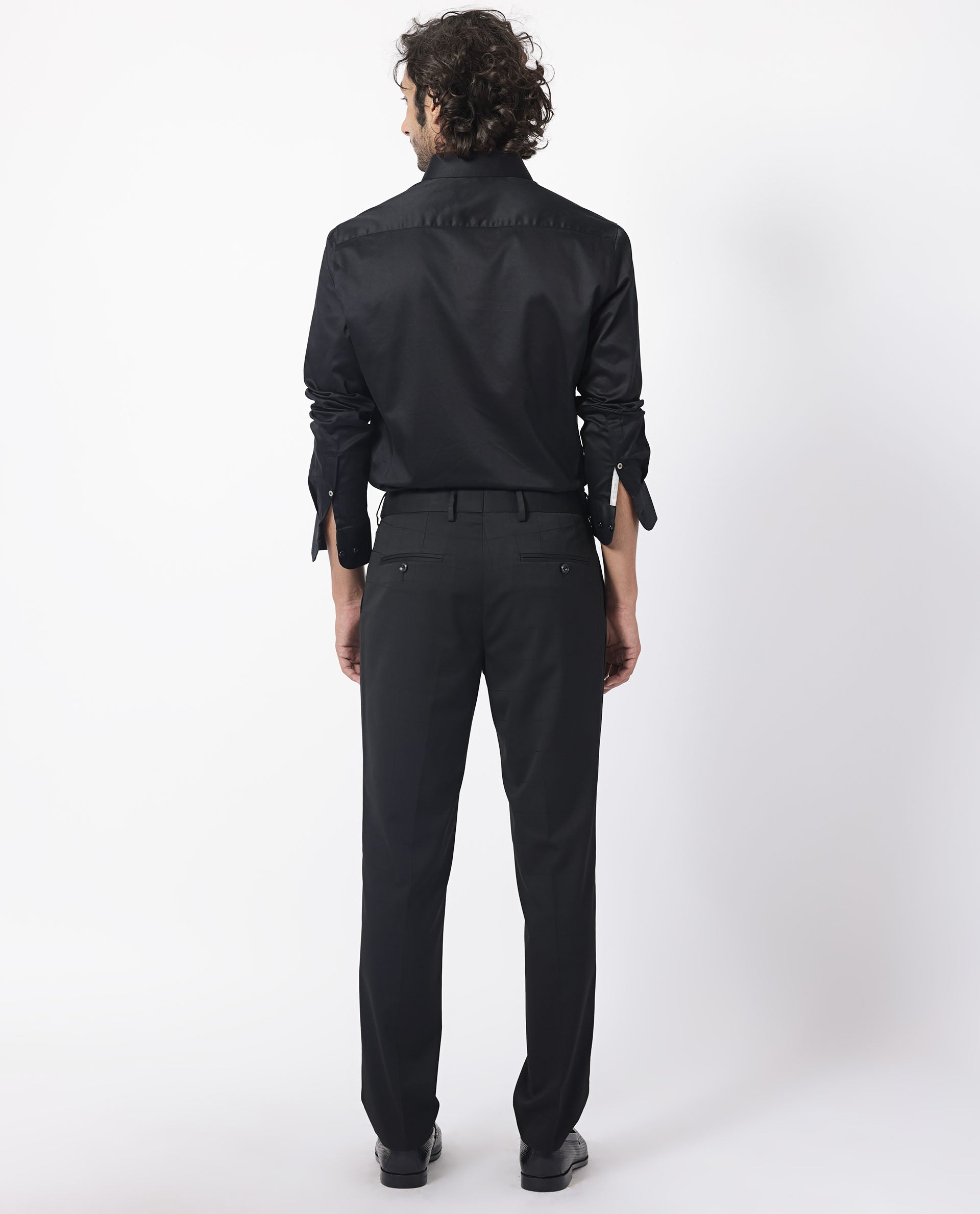 Rare Rabbit Men's Edmon Black Polyester Viscose Fabric Notch Lapel Button Closure Single Breasted Windowpane Checks Suits