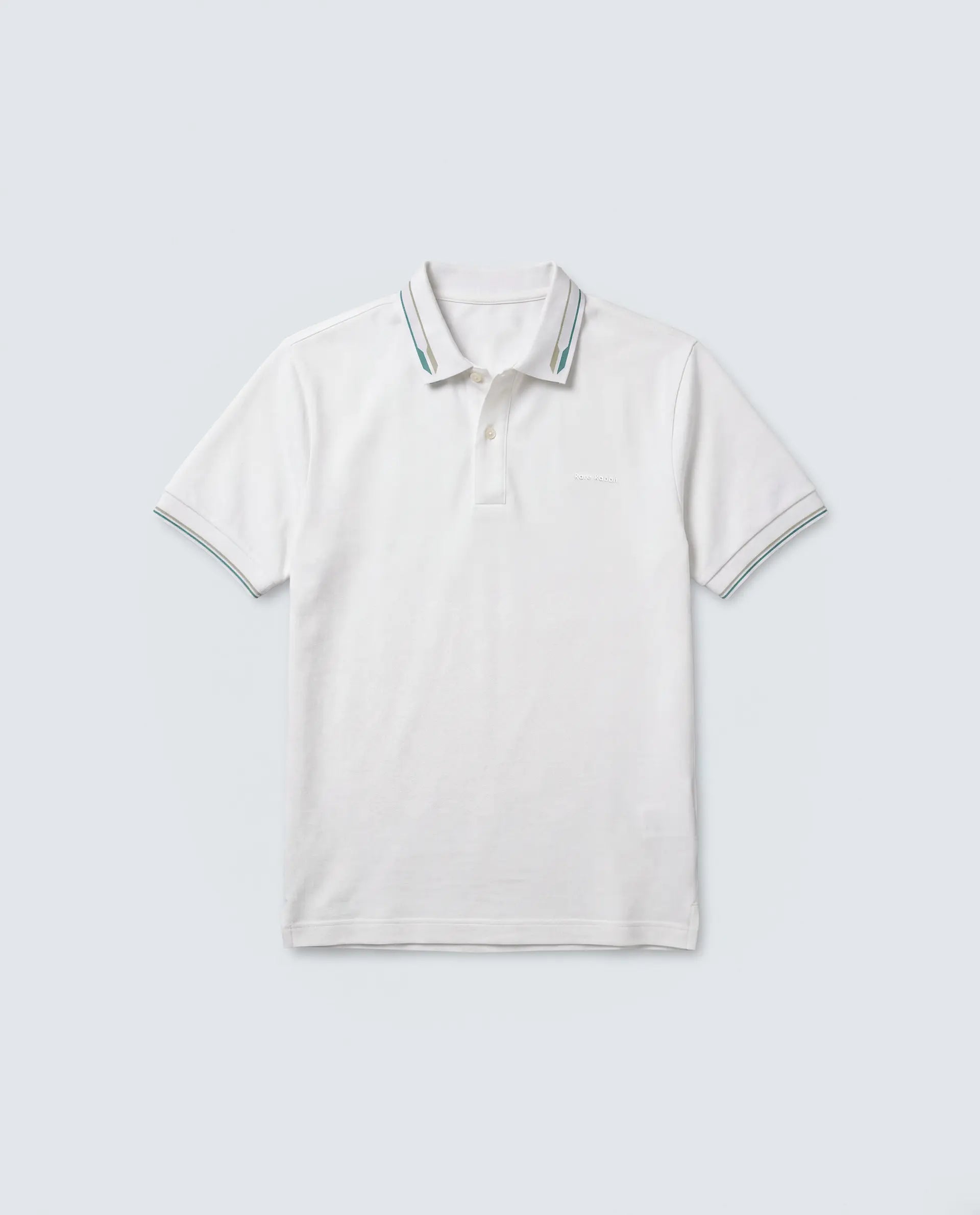 Rare Rabbit Men's Elank White Cotton Blend Spread Collar Regular Plain Polo