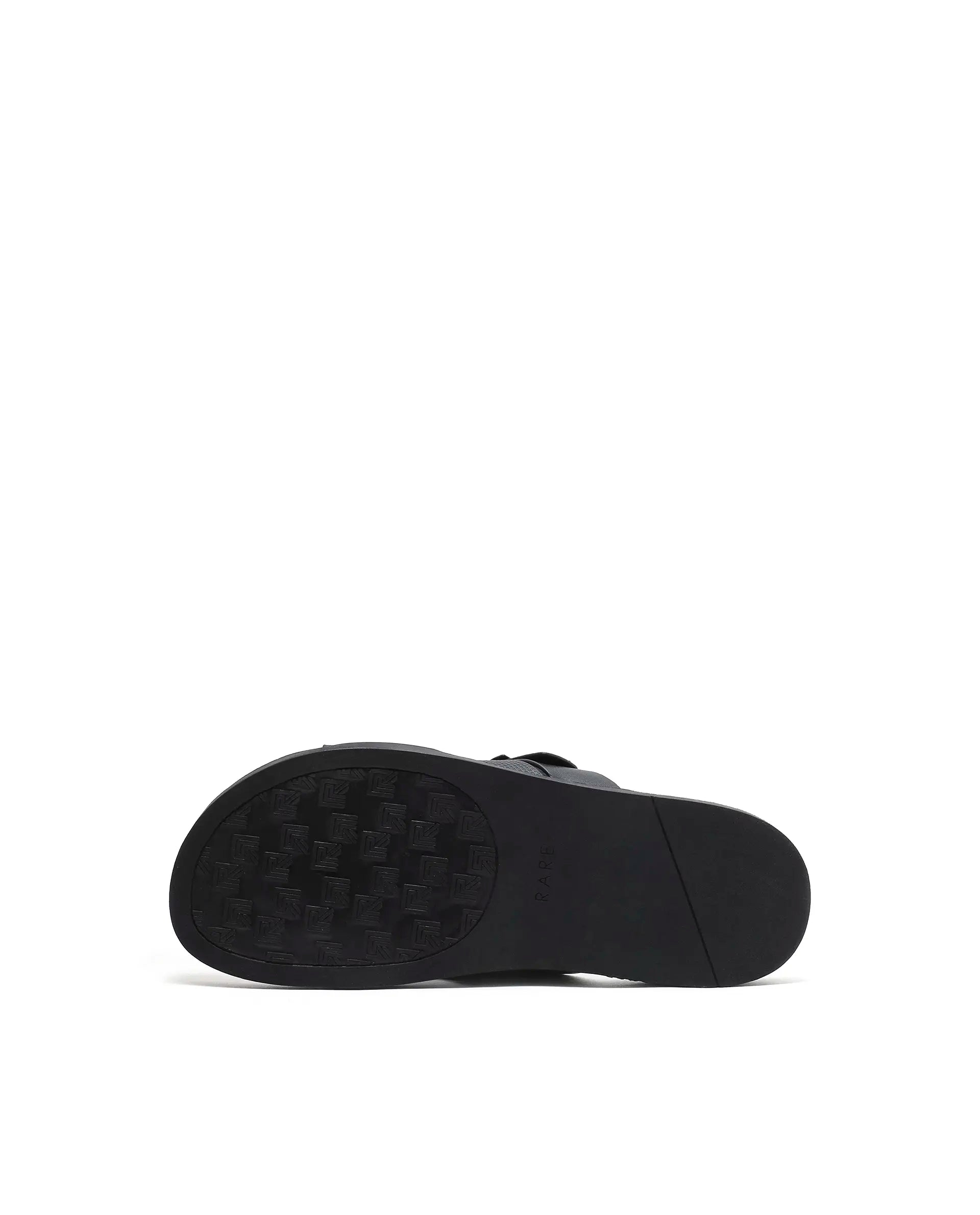 Rarez Men's Eli Black Leather Regular Sandal