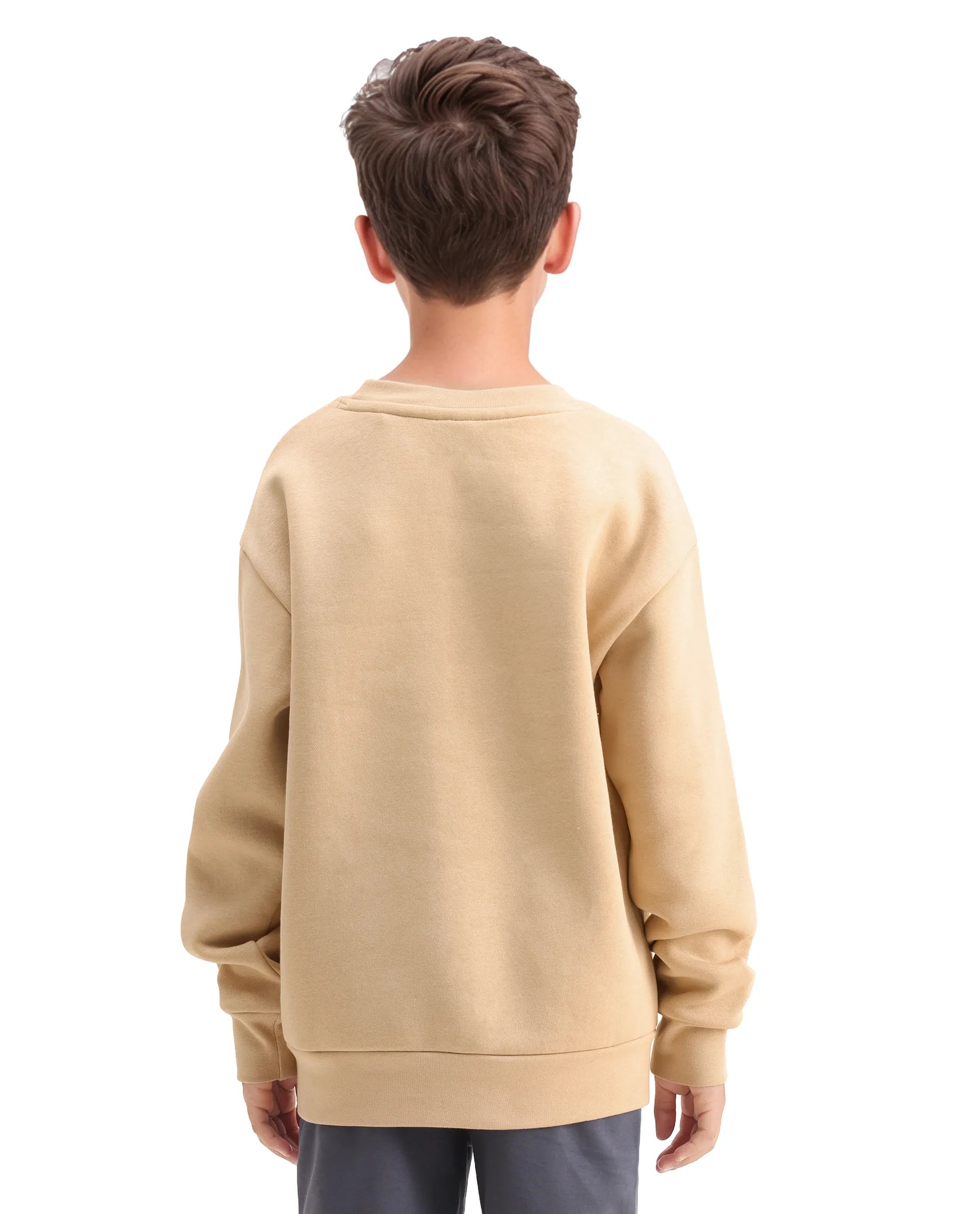 Rare Ones Kids Elio Beige Cotton Blend Digital Print Oversized Sweatshirt