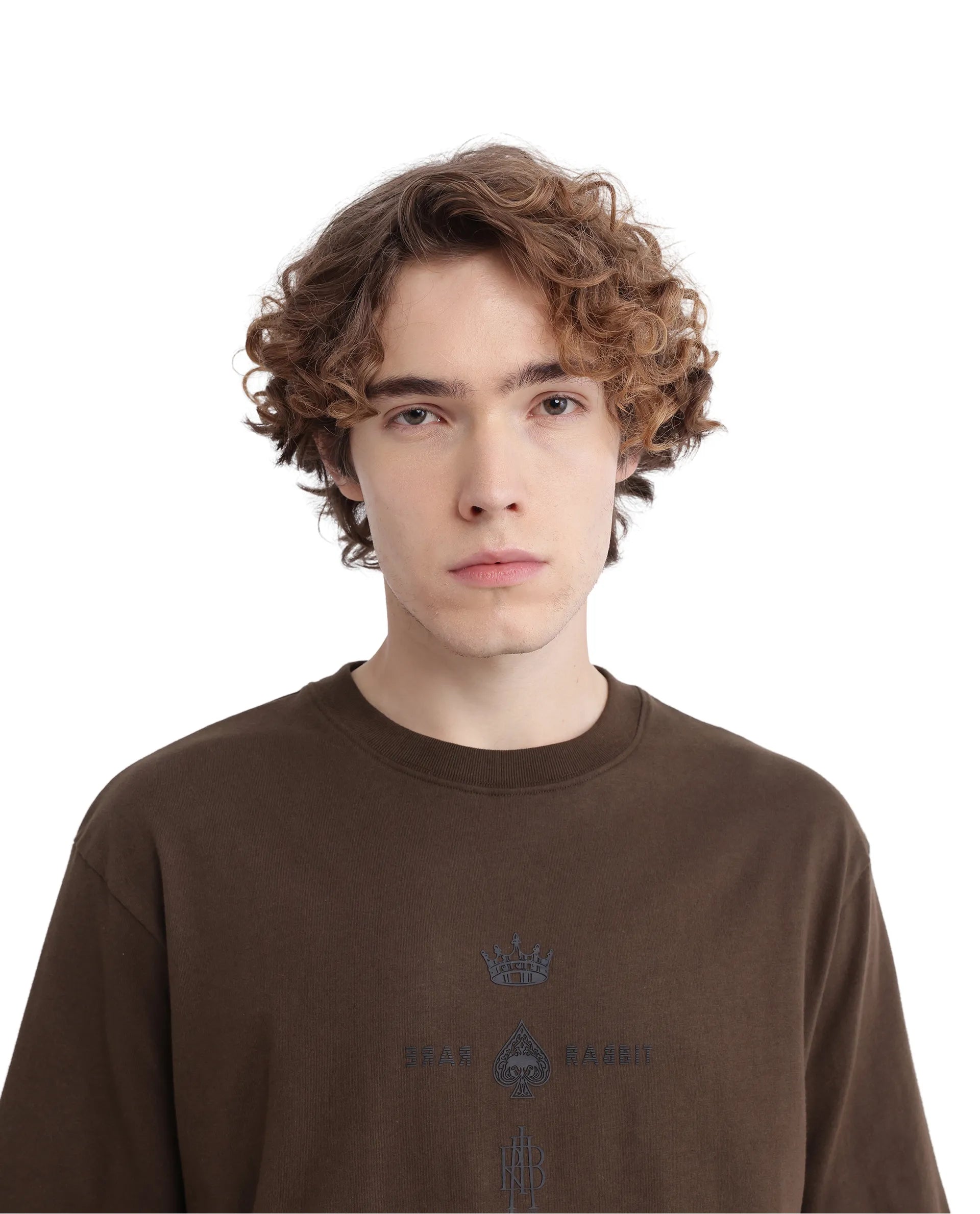 Rare Rabbit Men Ello Olive Short Sleeve Crew Neck Boxy Fit HD Print T-Shirt