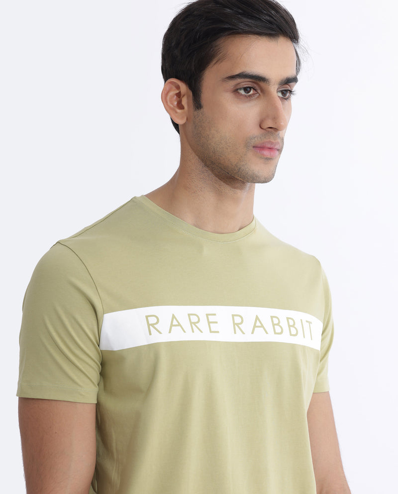 Rare Rabbit Mens Eloise Light Green Short Sleeve Printed T-Shirt