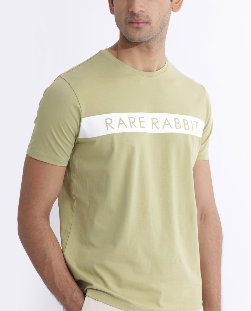 Rare Rabbit Mens Eloise Light Green Short Sleeve Printed T-Shirt