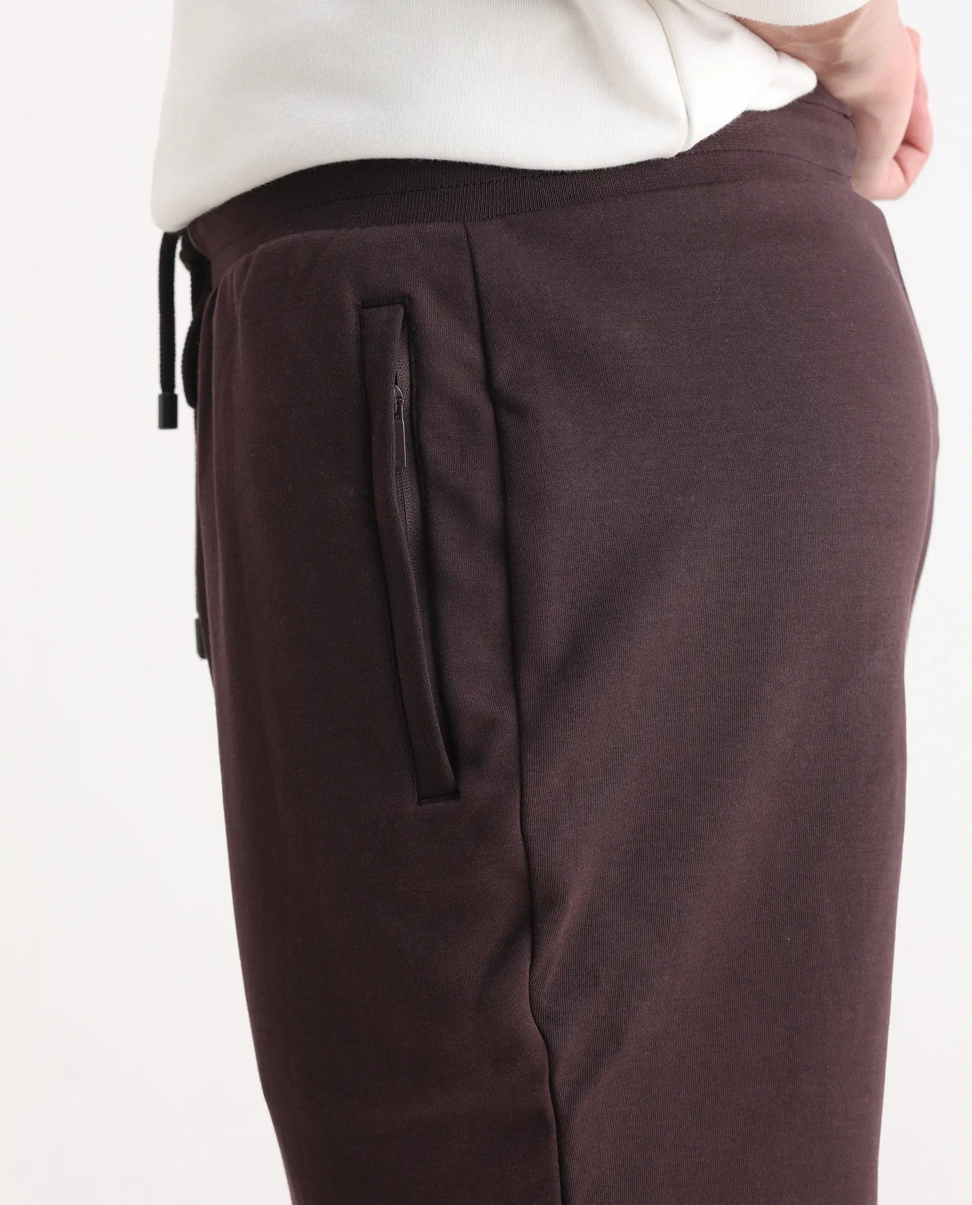 Rare Rabbit Men's Elo Maroon Cotton Plain Regular Fit Track Pant