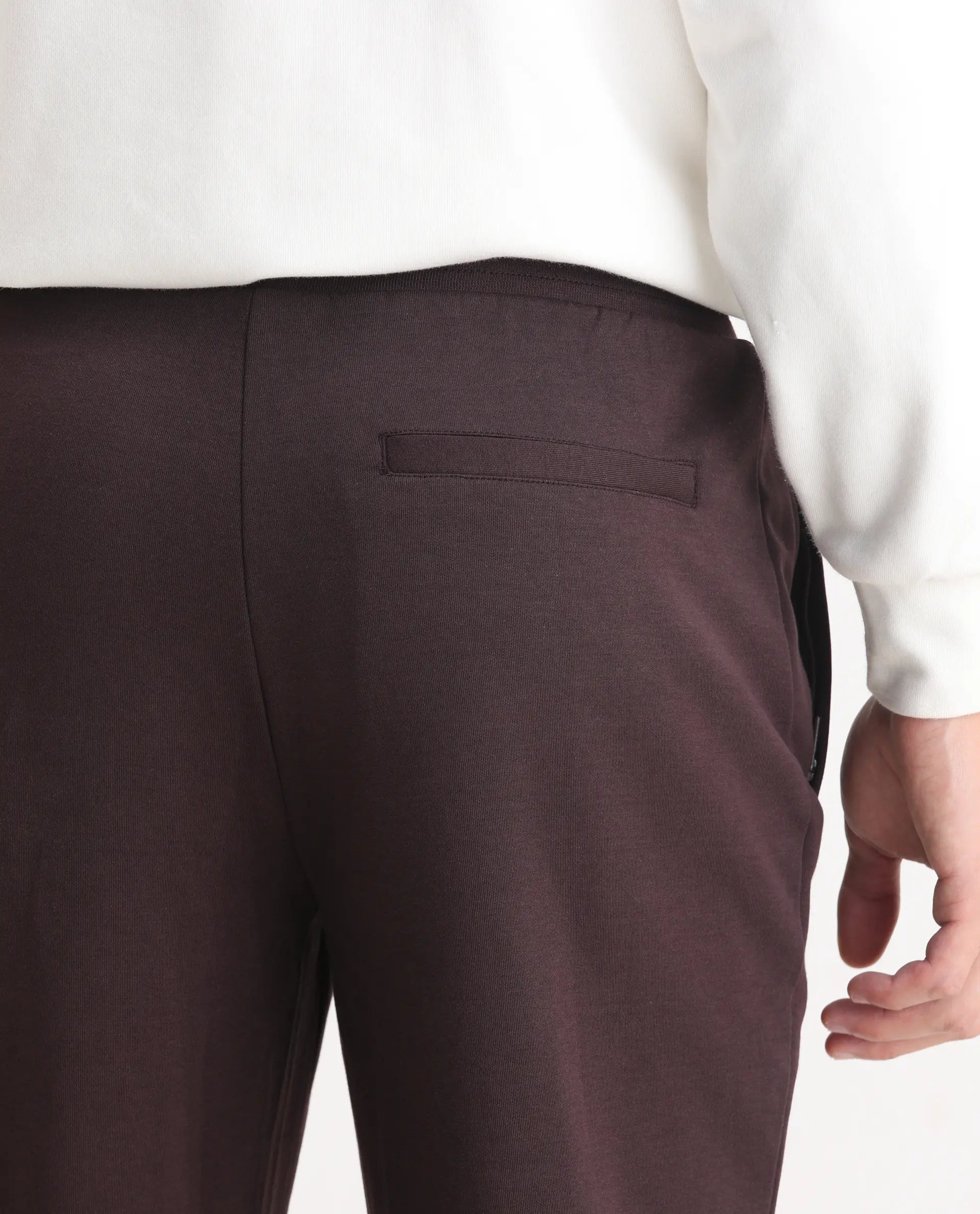 Rare Rabbit Men's Elo Maroon Cotton Plain Regular Fit Track Pant