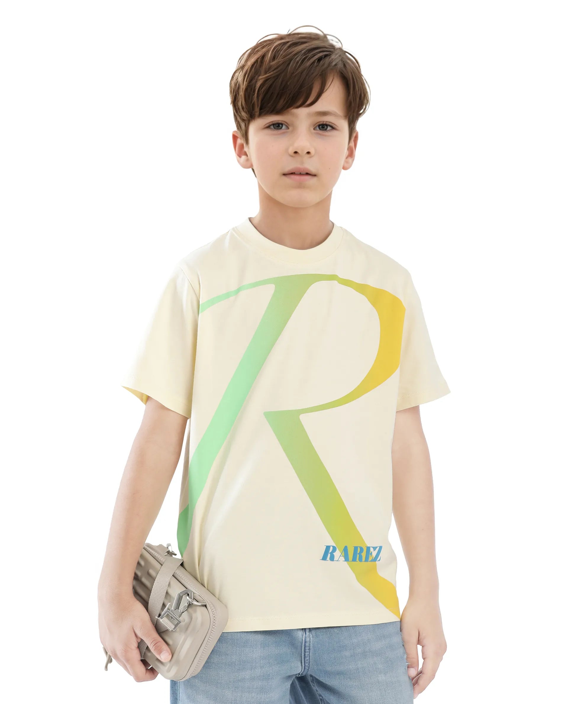 Rare Ones Kids Elzo-K Light Yellow Cotton Half Sleeve Graphic Printed Slip-On Closure Regular Fit T-Shirt