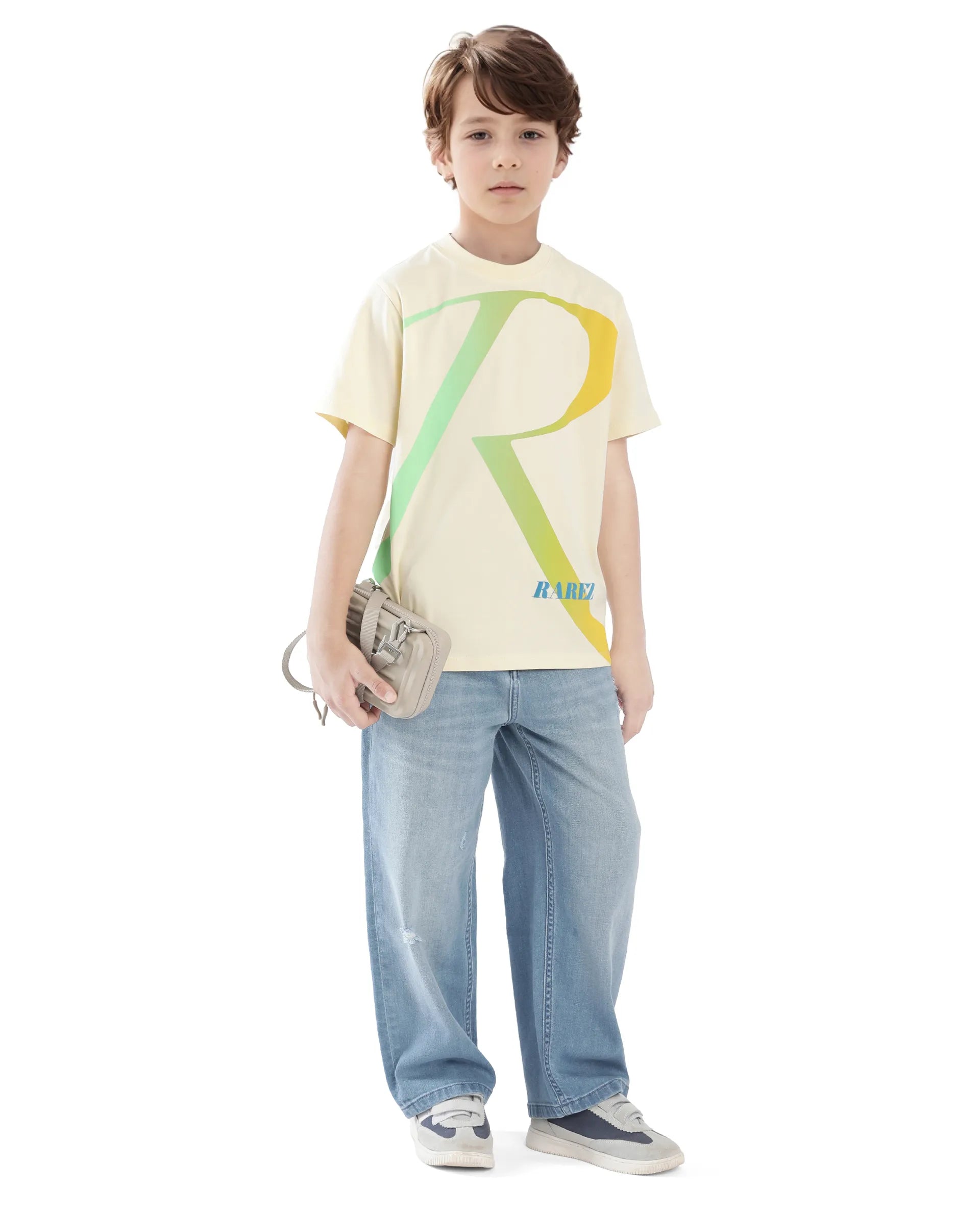 Rare Ones Kids Elzo-K Light Yellow Cotton Half Sleeve Graphic Printed Slip-On Closure Regular Fit T-Shirt